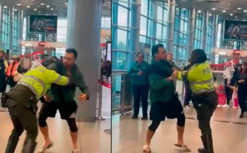 extranjero agrede a policia en el aeropuerto el dorado de bogota poliabog
