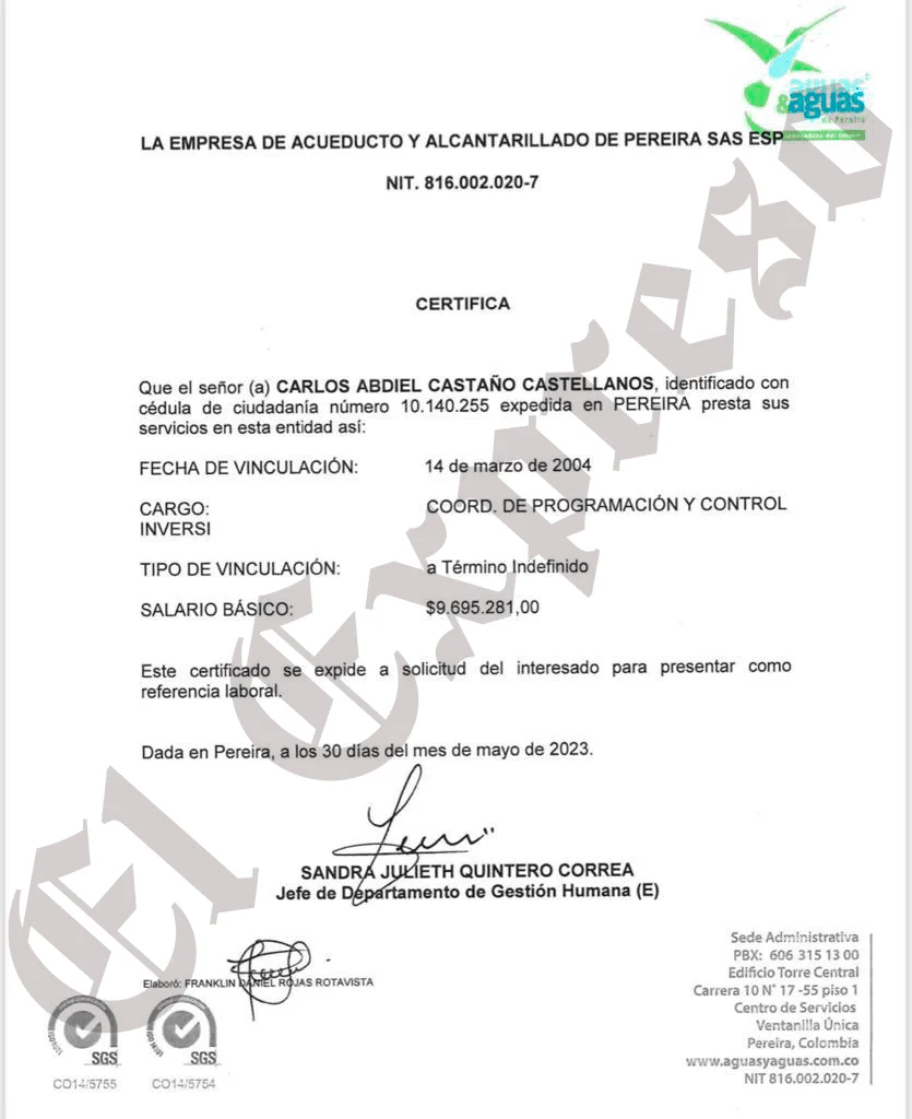 a procuraduria dos directivos de aguas y aguas de pereira por denuncia de el expreso image