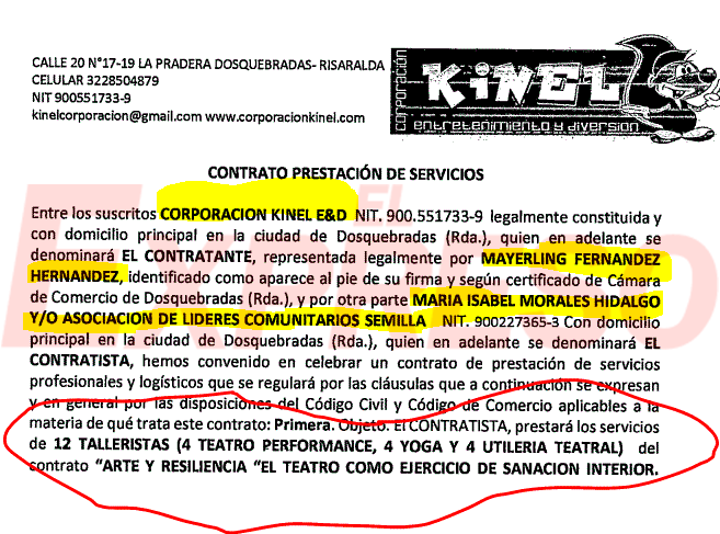 corporacion kynel firma con dosquebradas subcontrata con asociacion semillas supervisa paola rico y hay dudas image