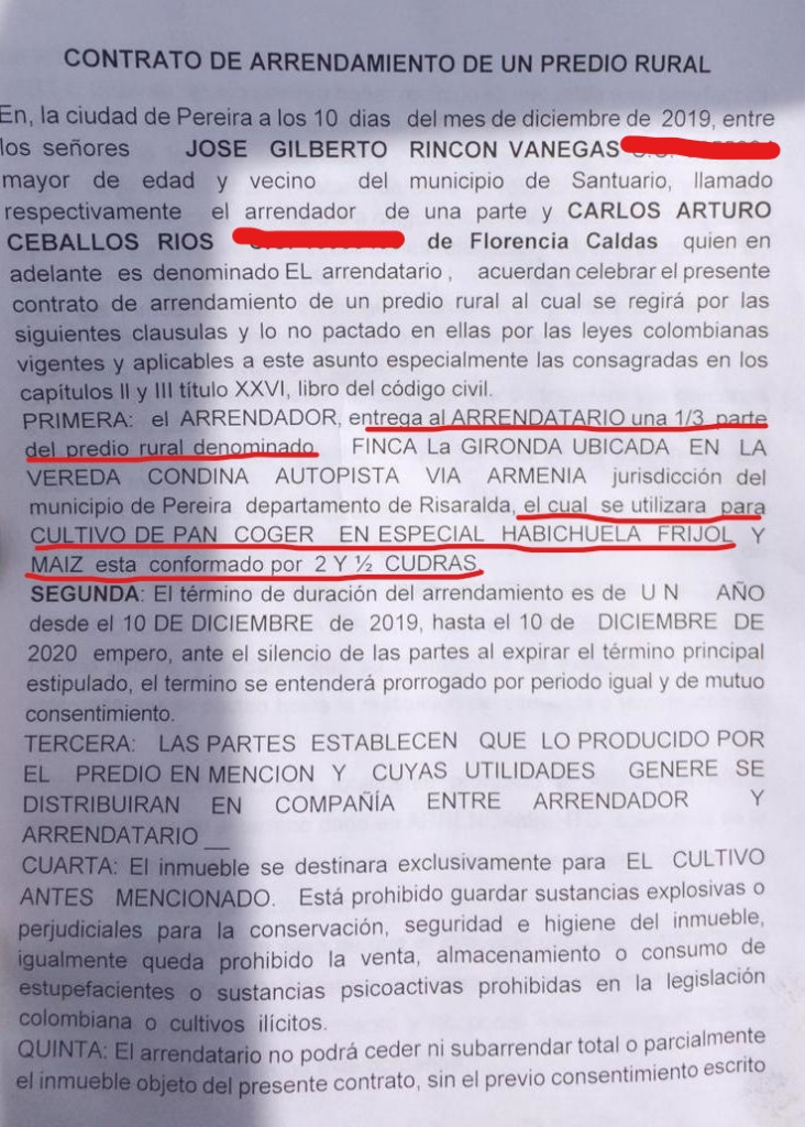 estos son los contratos que los invasores de predios hacen a sus arrendatarios image