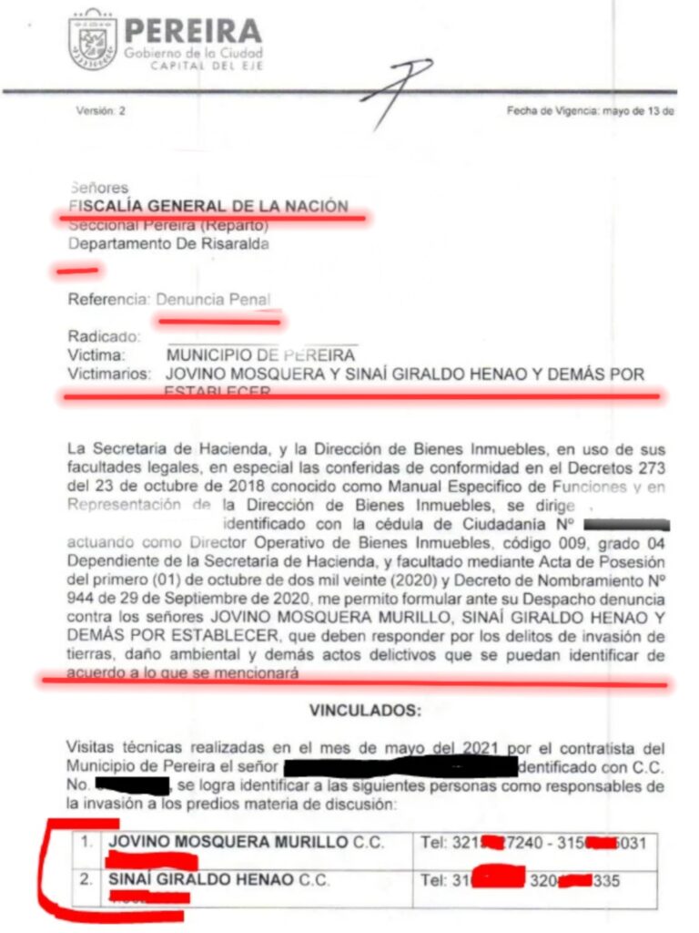 invaden predios avaluados en 499 mil millones y la denuncia contra sinai giraldo suegro del diputado valencia duerme en la fiscalia screenshot 20240731 151308 chrome