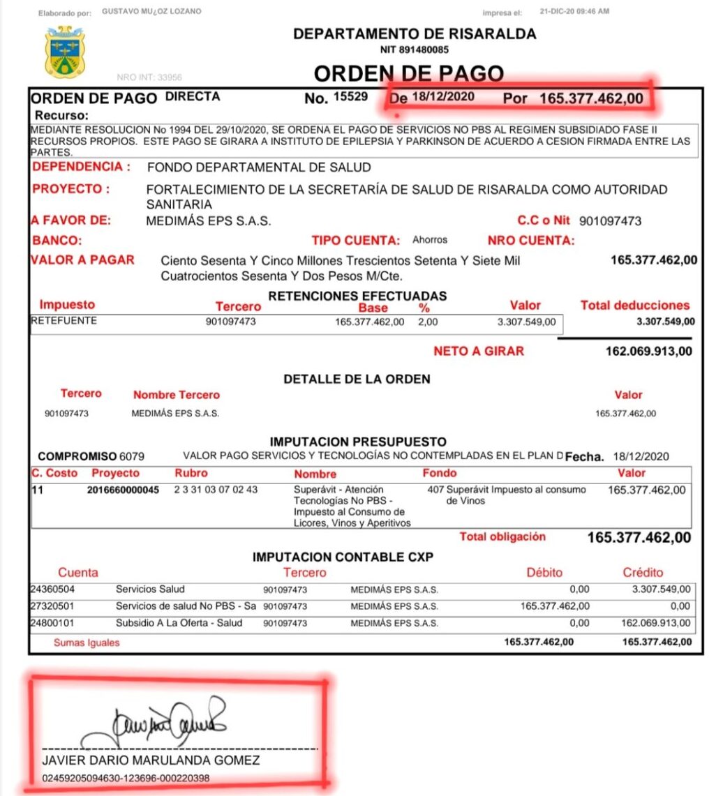 fiscalia pone la mira en contratos del instituto parkinson incluido el que firmo javier marulanda con su esposa screenshot 20240922 131943 samsung notes e1727302793181