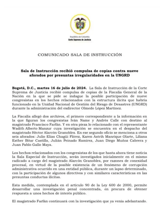 corte suprema abrio investigacion a juan pablo gallo cuatro congresistas y un ex representante por corrupcion en ungrd whatsapp image 2024 11 12 at 10.34.21 pm