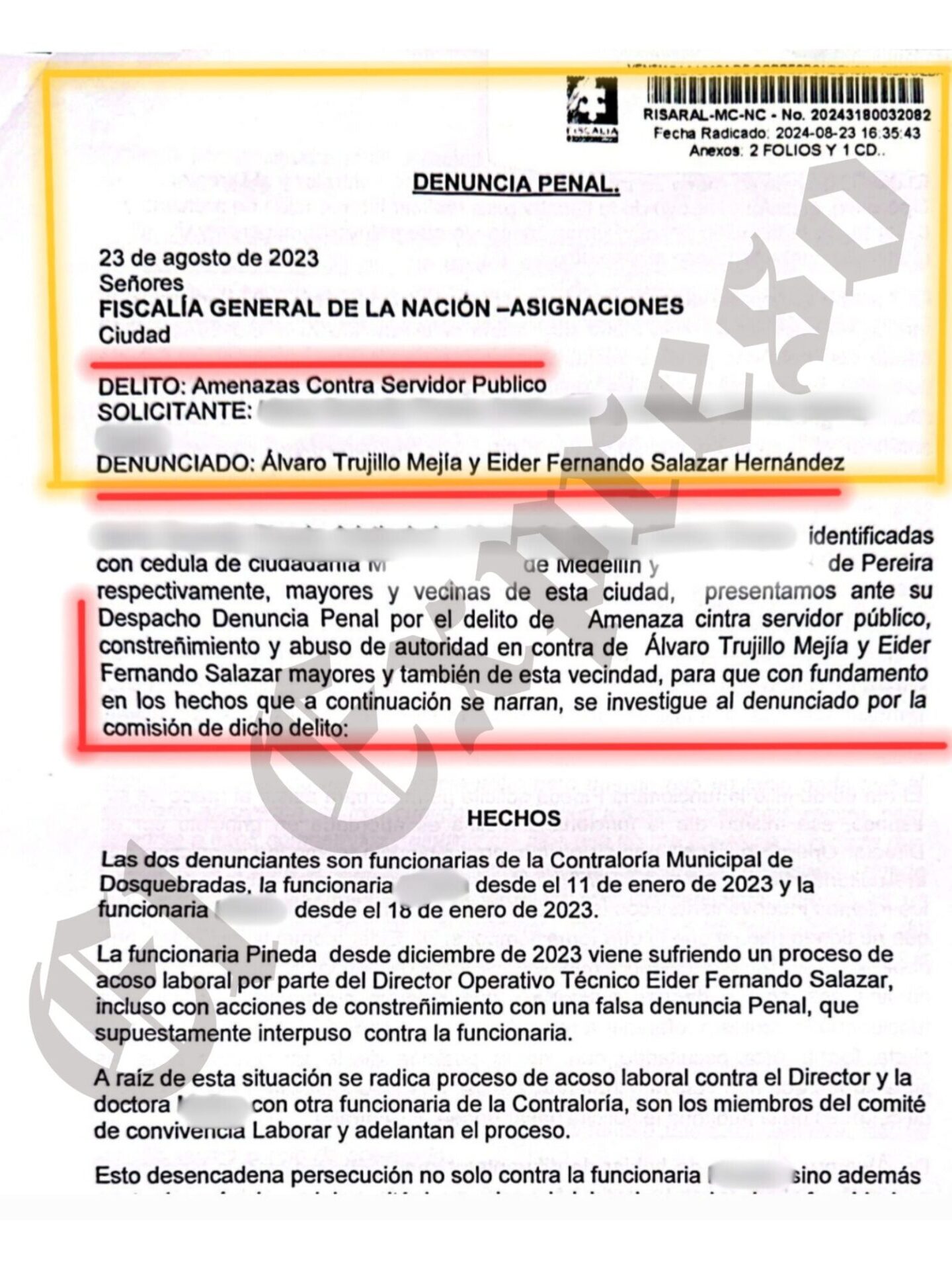 escuchen las denuncias contra alvaro trujillo mejia contralor de dosquebradas por presuntas amenazas contra dos funcionarias que auditaban a hacienda escuchen las denuncias contra alvaro trujillo meji 1