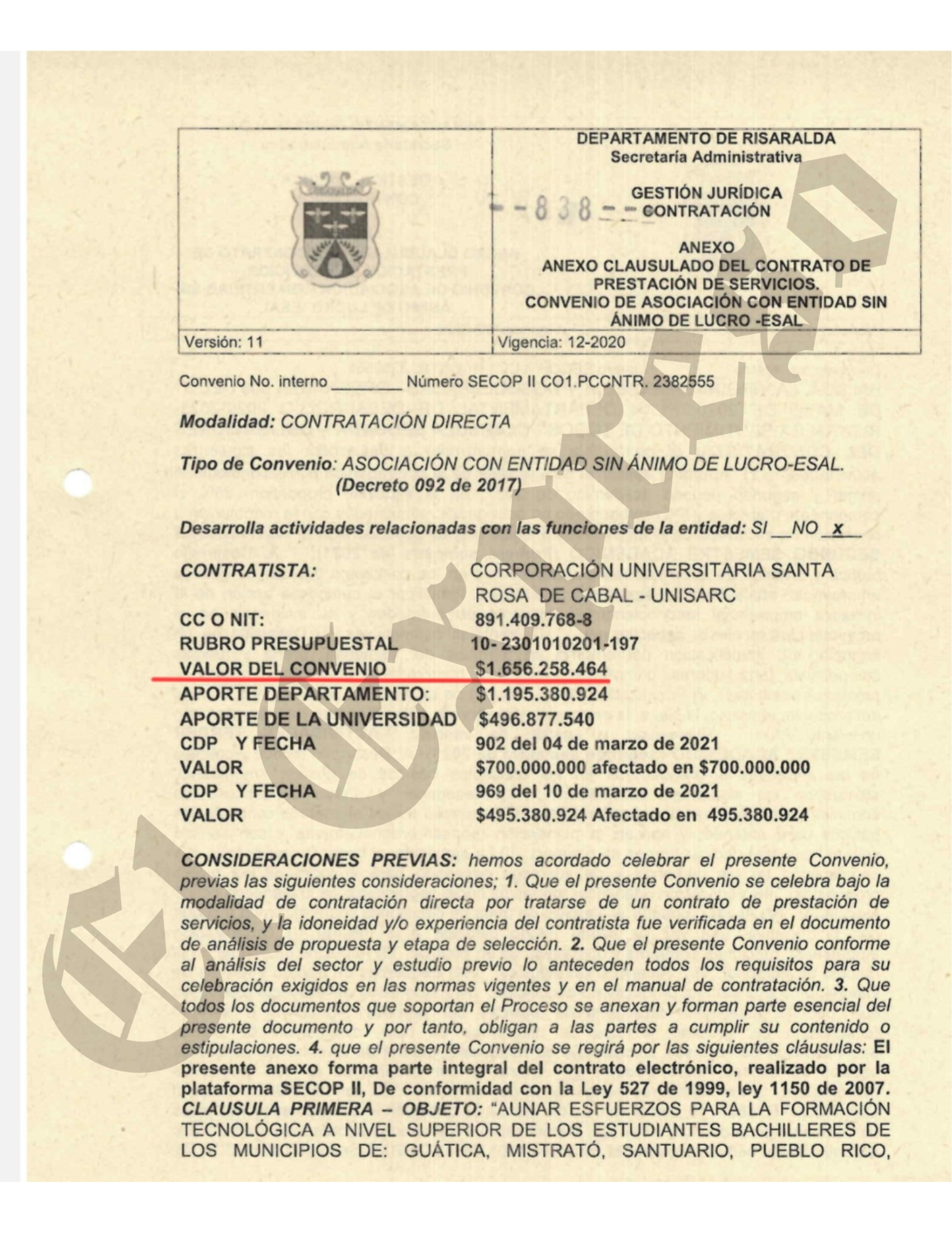 $4.142 millones en contratos de UNISARC y Víctor Manuel Tamayo que Contraloría y Fiscalía deben investigar 4 4 142 millones en contratos de unisarc y victor manuel tamayo que contraloria y fiscalia deben investigar marca de agua 7