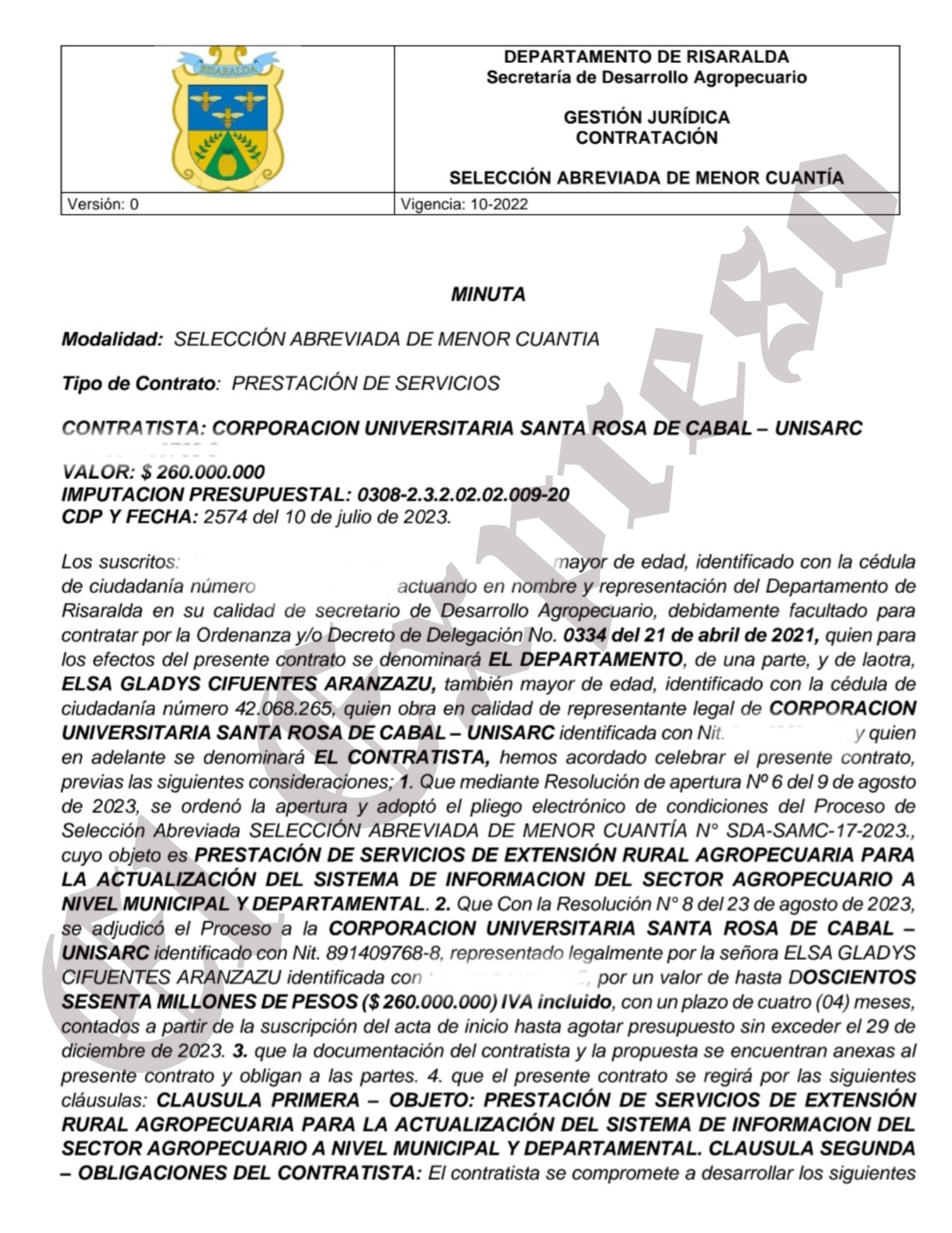 $4.142 millones en contratos de UNISARC y Víctor Manuel Tamayo que Contraloría y Fiscalía deben investigar 6 4 142 millones en contratos de unisarc y victor manuel tamayo que contraloria y fiscalia deben investigar marca de agua 9