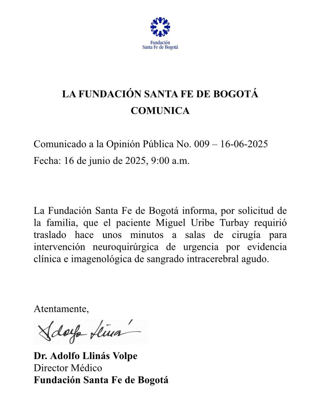 Este fue el octavo parte médico de Miguel Uribe antes de ingresar de urgencias a intervención neuroquirúrgica 2 este fue el octavo parte medico de miguel uribe antes de ingresar de urgencias a a intervencion neuroquirurgica ee feed 84