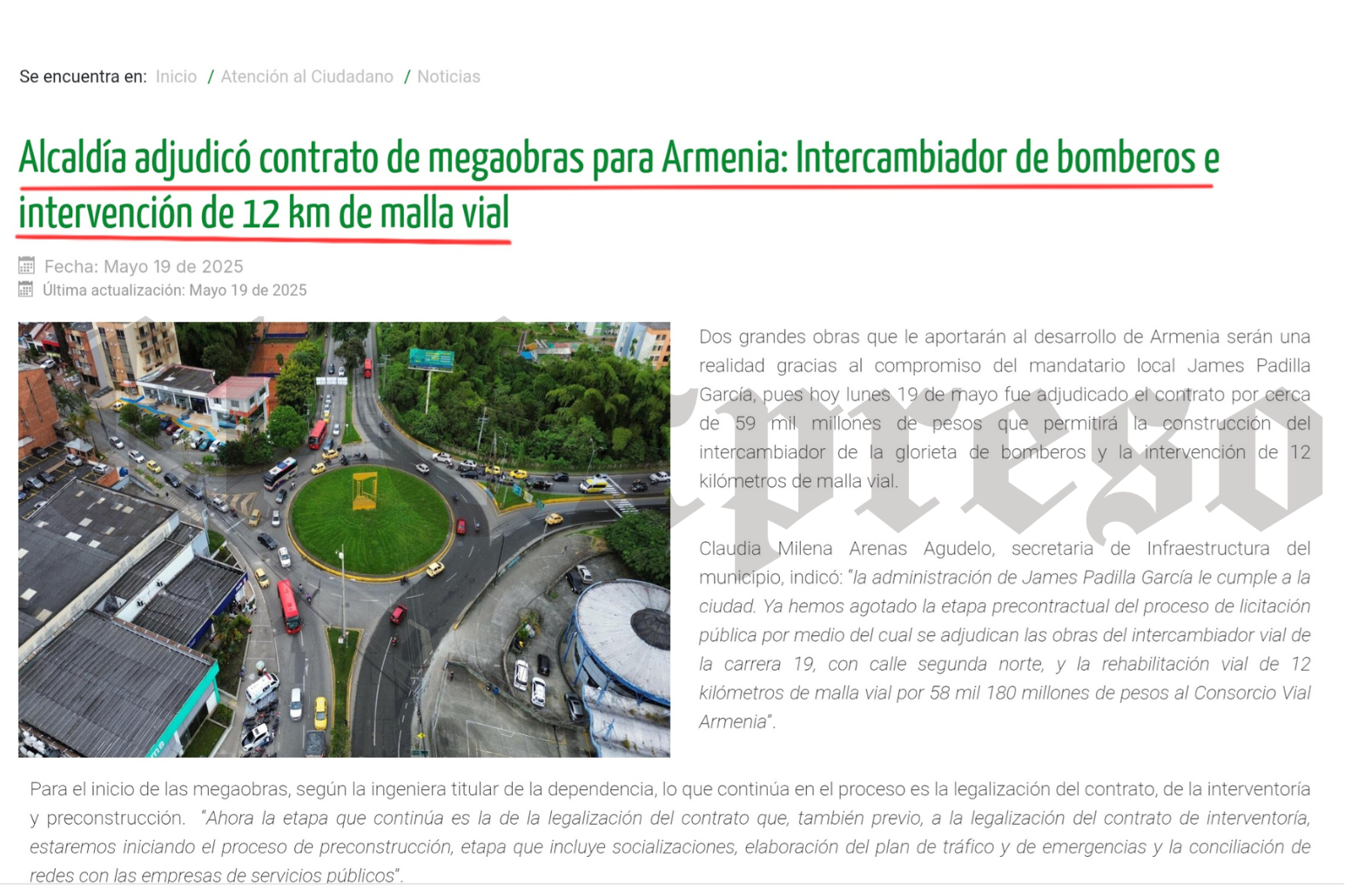 Alcalde de Armenia adjudicó contrato de $58.180 millones a Consorcio que tiene empresas con irregularidades en otros proyectos 2 alcalde de armenia adjudico contrato de 58 180 millones a consorcio que tiene empresas con irregularidades en otros proyectos marca de agua 64 edited alcalde de armenia adjudico contrato de 58 180 mil