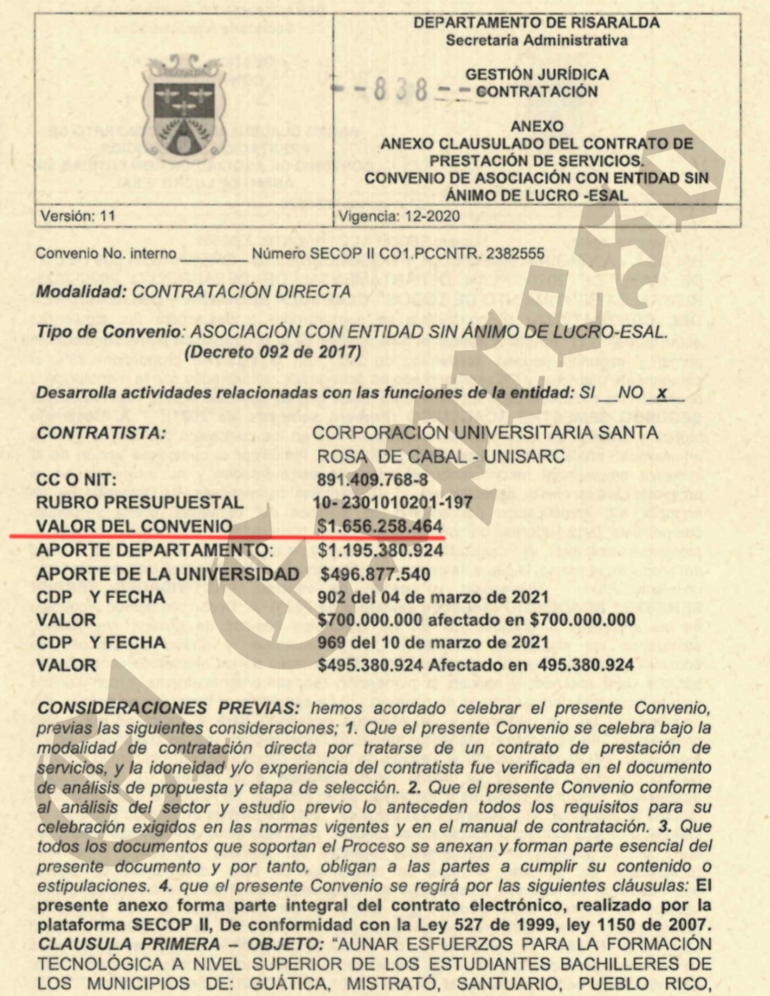 Fiscalía investiga los $4.142 millones en contratos de Víctor Tamayo con UNISARC 4 fiscalia investiga los 4 142 millones en contratos de victor tamayo con unisarc marca de agua 55