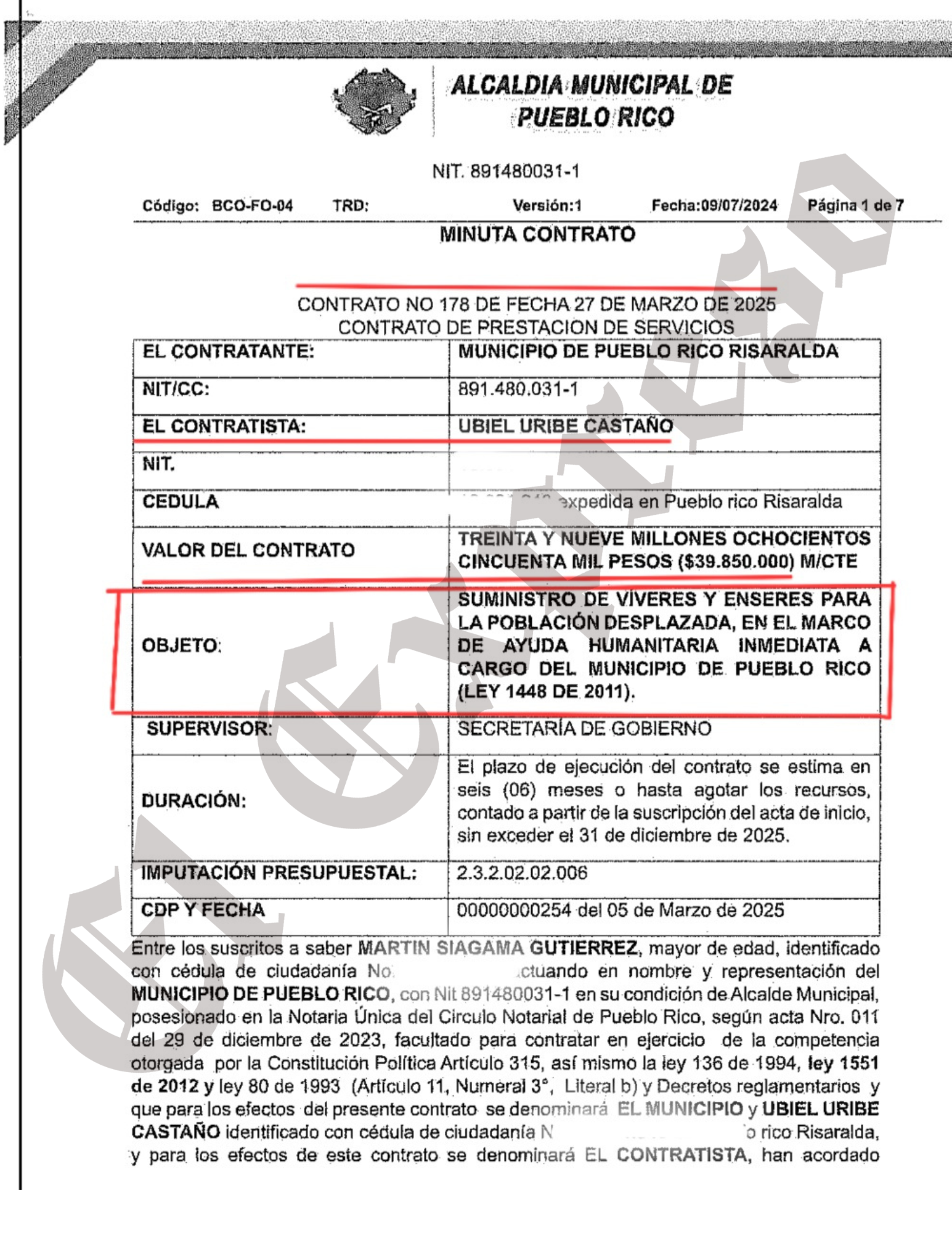 ¿Sabe la Fiscalía que en Pueblo Rico contratan $4.170 millones con una Asociación "todera" cuyo capital es $1.000.000? 18 sabe la fiscalia que en pueblo rico contratan 4 170 millones con una asociacion todera cuyo capital es 1 000 000 marca de agua 18