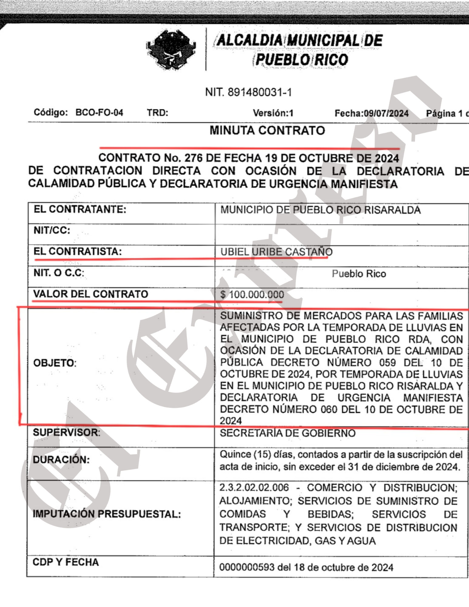 ¿Sabe la Fiscalía que en Pueblo Rico contratan $4.170 millones con una Asociación "todera" cuyo capital es $1.000.000? 19 sabe la fiscalia que en pueblo rico contratan 4 170 millones con una asociacion todera cuyo capital es 1 000 000 marca de agua 19