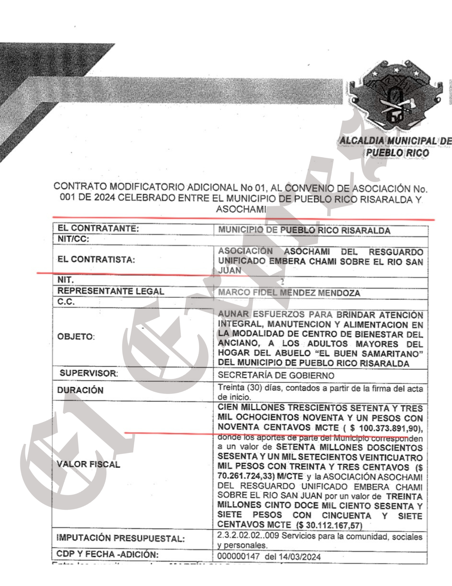 ¿Sabe la Fiscalía que en Pueblo Rico contratan $4.170 millones con una Asociación "todera" cuyo capital es $1.000.000? 11 sabe la fiscalia que en pueblo rico contratan 4 170 millones con una asociacion todera cuyo capital es 1 000 000 marca de agua 24