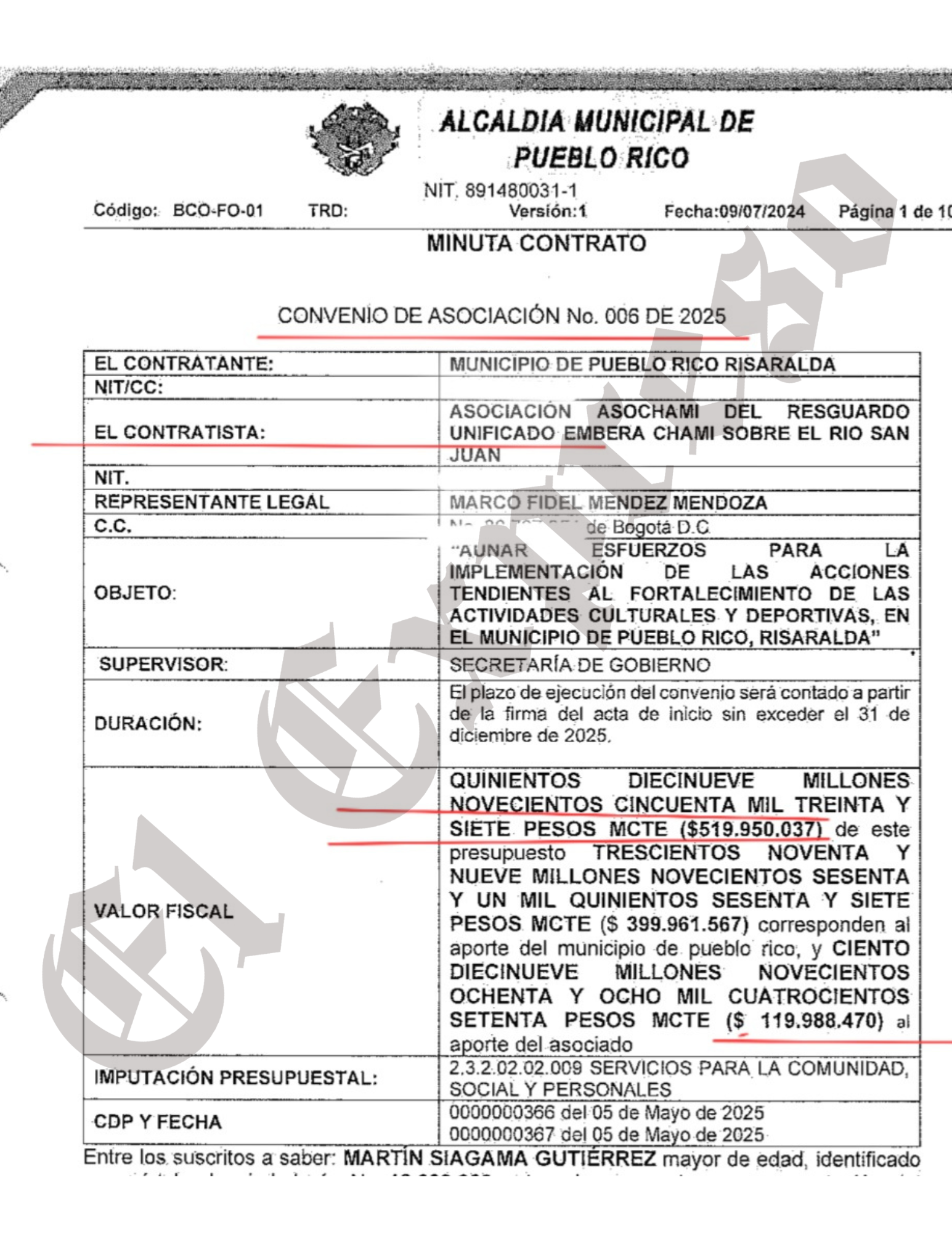 ¿Sabe la Fiscalía que en Pueblo Rico contratan $4.170 millones con una Asociación "todera" cuyo capital es $1.000.000? 13 sabe la fiscalia que en pueblo rico contratan 4 170 millones con una asociacion todera cuyo capital es 1 000 000 marca de agua 25