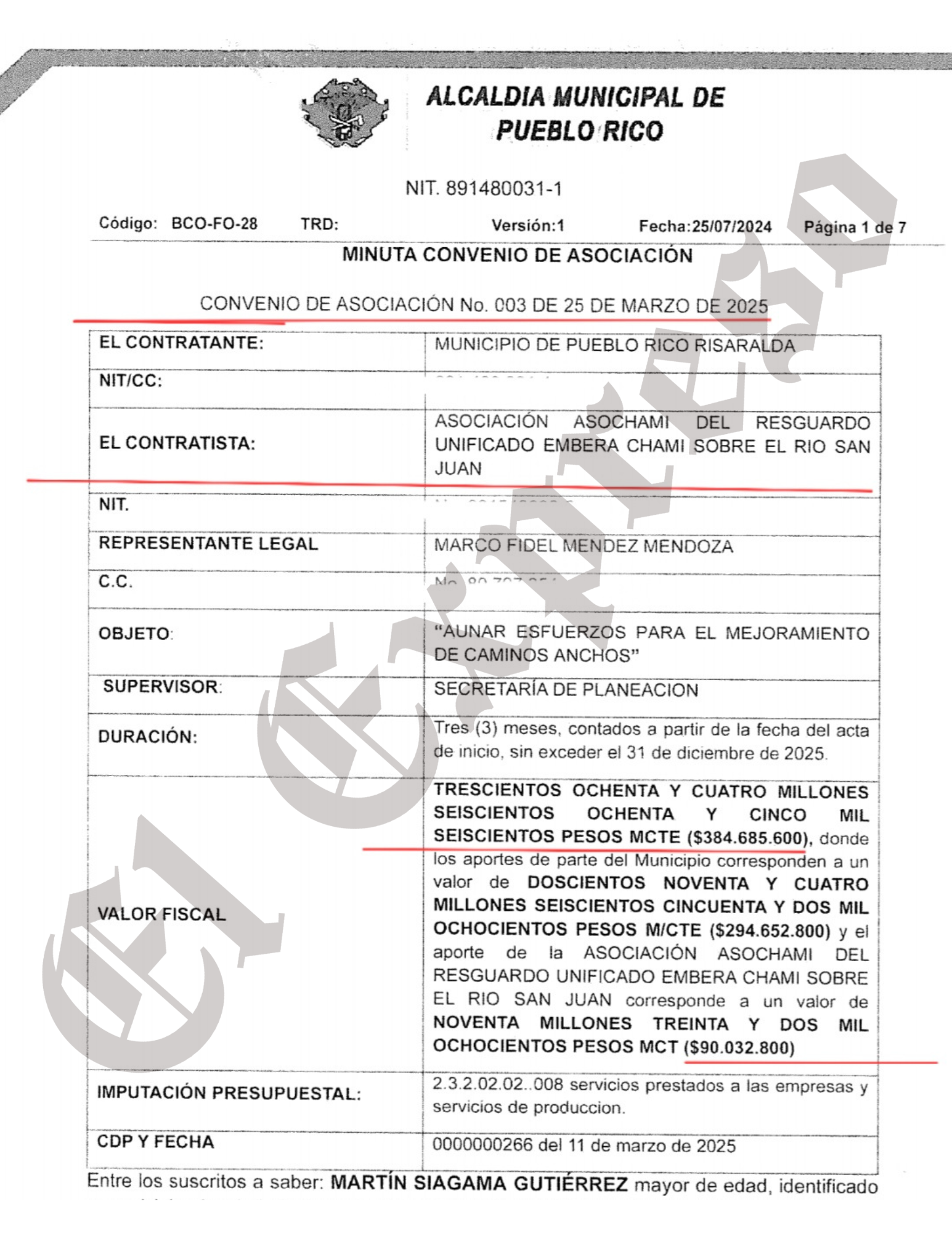 ¿Sabe la Fiscalía que en Pueblo Rico contratan $4.170 millones con una Asociación "todera" cuyo capital es $1.000.000? 14 sabe la fiscalia que en pueblo rico contratan 4 170 millones con una asociacion todera cuyo capital es 1 000 000 marca de agua 27