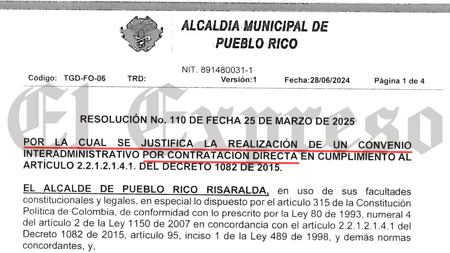 Así burlan las licitaciones, alcalde de Pueblo Rico contrata $1.854 millones a dedo con la Empresa de Servicios Públicos y este subcontrata a dedo con Rigall S.A.S. 3 asi burlan las licitaciones alcalde de pueblo rico contrata 1 854 millones a dedo con la empresa de servicios publicos y este subcontrata a dedo con rigall s a s marca de agua 2 edited asi burlan las