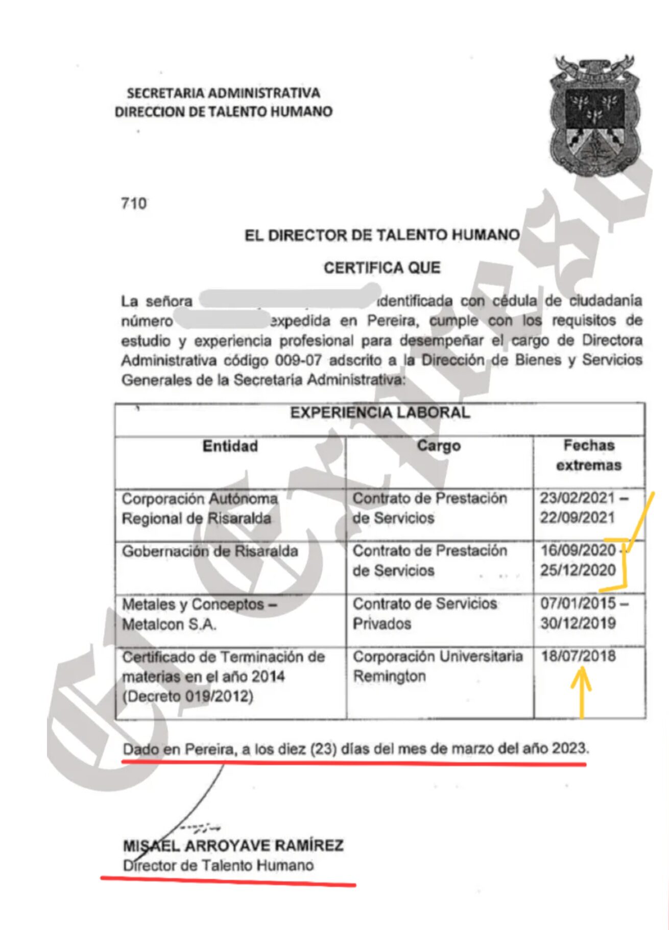 Procuraduría investiga, Fiscalía valora y Gloria Lyda sigue en la Gobernación a pesar de las sospechas de sus estudios y contratos laborales 5 procuraduria investiga fiscalia valora y gloria lyda sigue en la gobernacion a pesar de las sospechas de sus estudios y contratos laborales 1000026682 e1755037512783