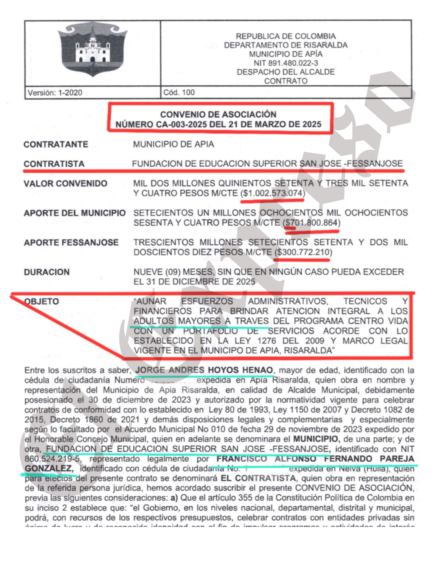 Alcalde de Apía paga $1.002 millones a Fundación San José, (la del título exprés a Juliana Guerrero) por atender ancianos mientras en 2024 pagó $483 millones por lo mismo 7 alcalde de apia paga 1 002 millones a fundacion san jose la del titulo express a juliana guerreropor atender ancianosmientras en 2024 pago 483 millones por lo mismo marca de agua 31