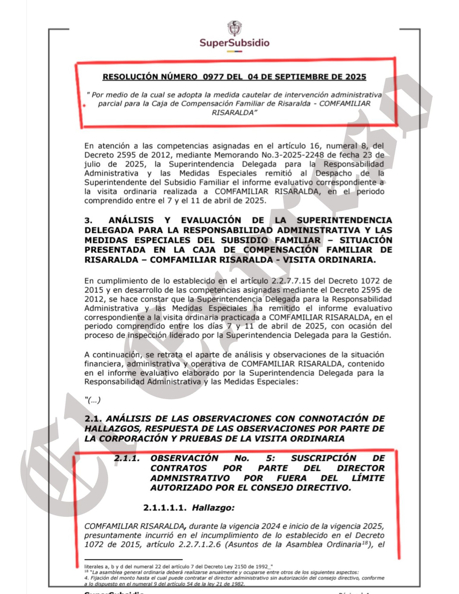 Contratos presuntamente irregulares por $104.500 millones y actuaciones al parecer indebidas en la gestión de Luis Fernando Acosta, por eso intervino la Supersubsidio a Comfamiliar 7 contratos presuntamente irregulares por 104 500 millones y actuaciones al parecer indebidas en la gestion de luis fernando acosta por eso intervino la supersubsidio a comfamiliar marca de agua 5