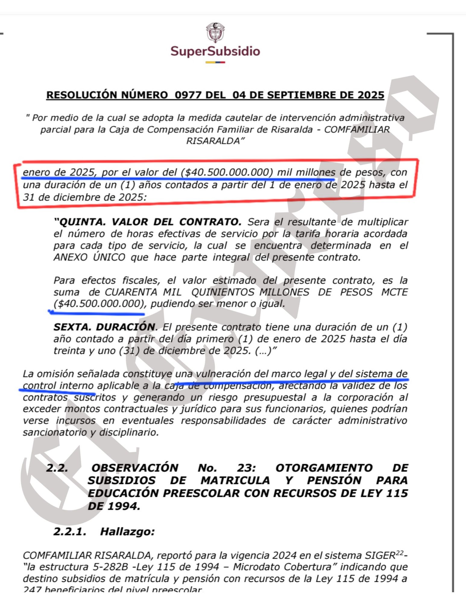 Contratos presuntamente irregulares por $104.500 millones y actuaciones al parecer indebidas en la gestión de Luis Fernando Acosta, por eso intervino la Supersubsidio a Comfamiliar 9 contratos presuntamente irregulares por 104 500 millones y actuaciones al parecer indebidas en la gestion de luis fernando acosta por eso intervino la supersubsidio a comfamiliar marca de agua 6