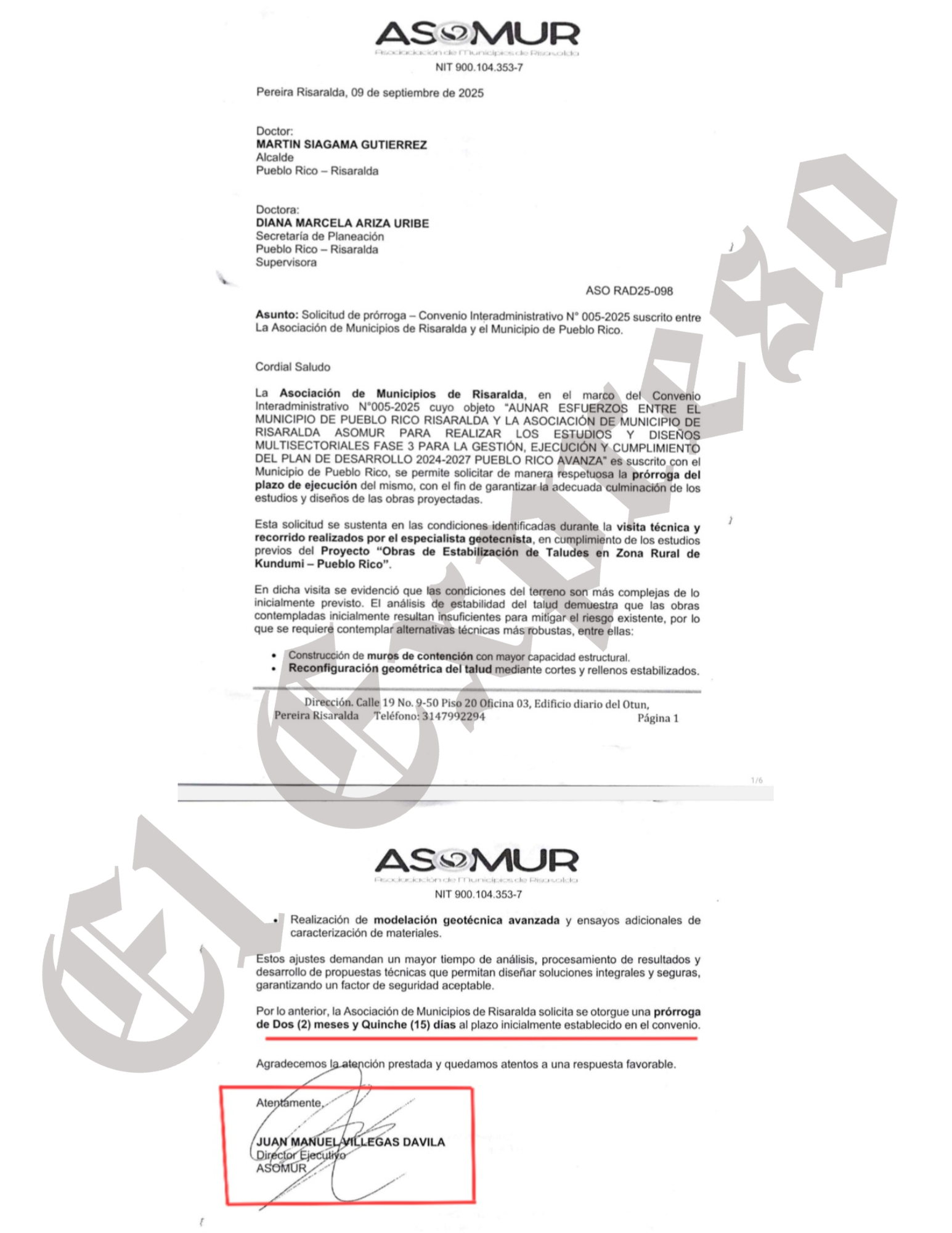¿Confiado o irresponsable? Martín Siagama alcalde de Pueblo Rico paga adelantado el 100% de convenio de $1.106 millones con Asomur 6 confiado o irresponsable martin siagama alcalde de pueblo rico paga adelantado el 100 de convenio de 1 106 millones con asomur marca de agua 30