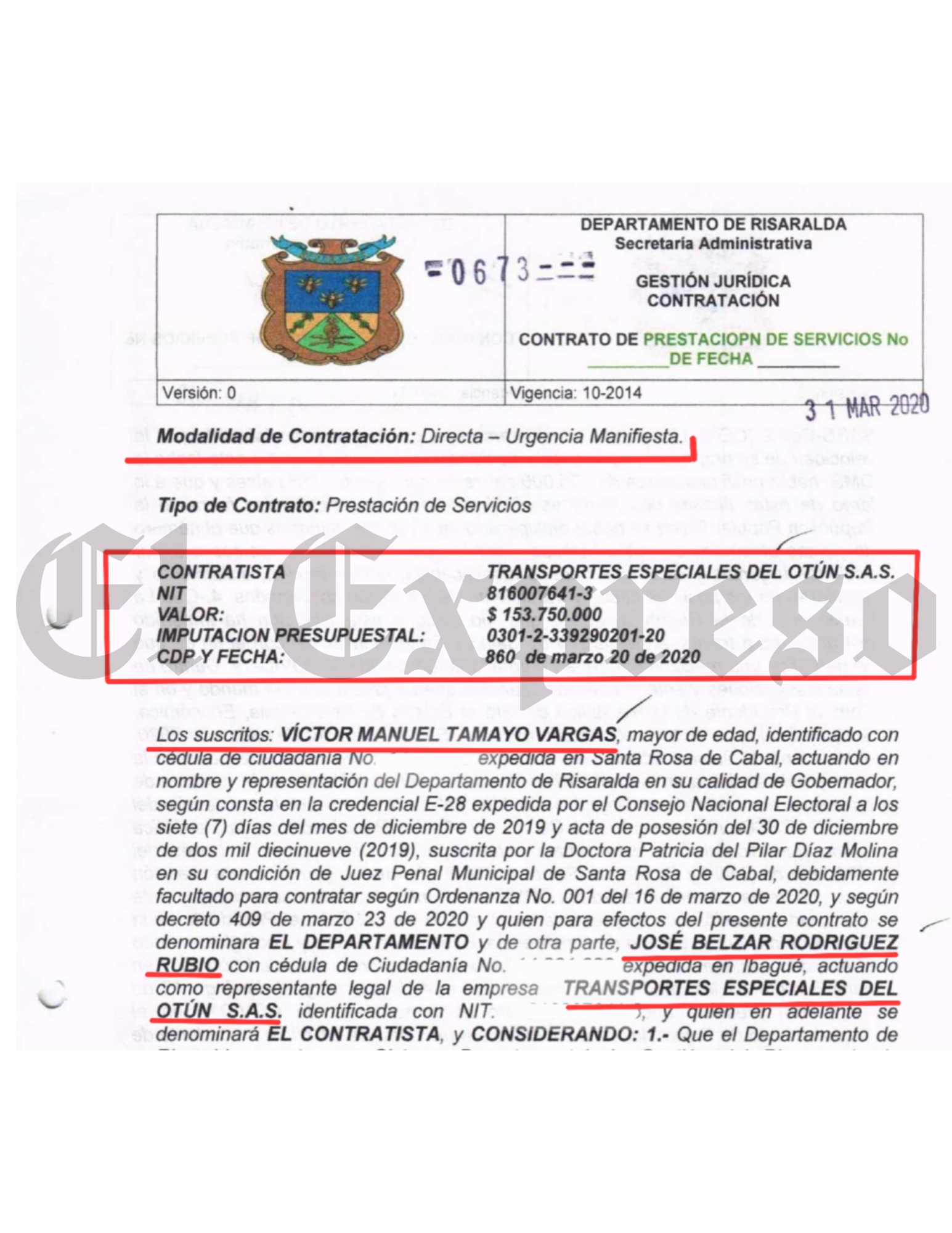 ¿Sabían de los $378 millones que pagó el exgobernador Tamayo por las camionetas alquiladas a Transespeciales del Otún? 4 sabian de los 378 millones que pago el exgobernador tamayo por las camionetas alquiladas a transespeciales del otun marca de agua 20