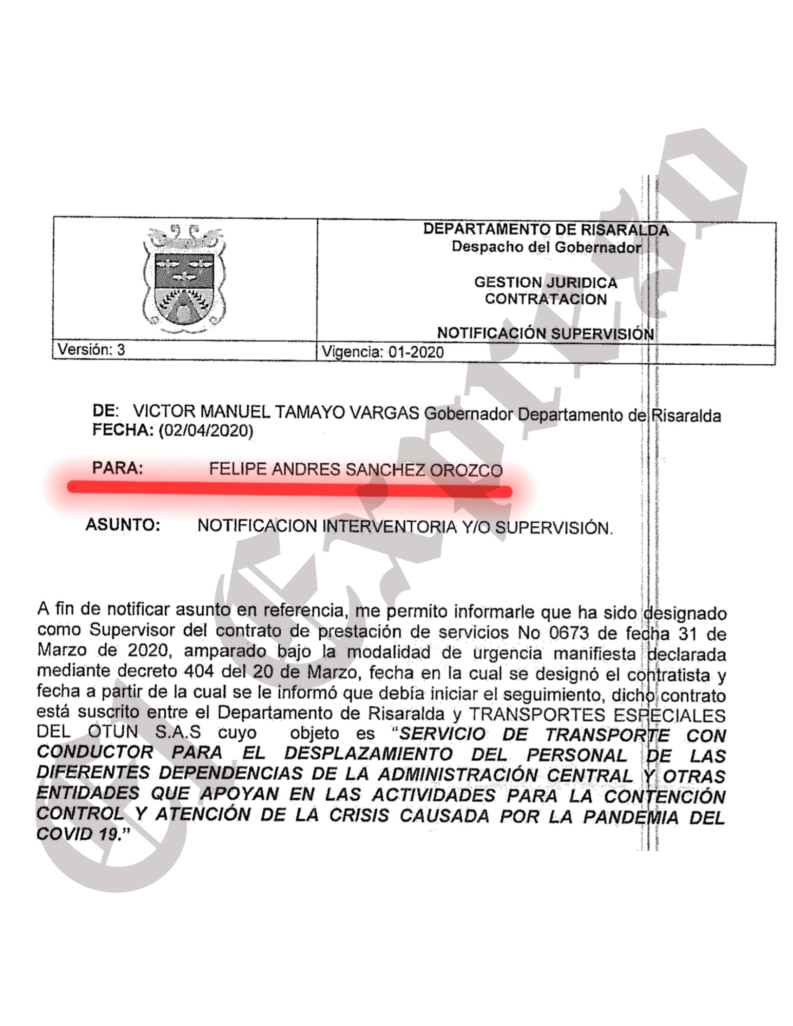 ¿Sabían de los $378 millones que pagó el exgobernador Tamayo por las camionetas alquiladas a Transespeciales del Otún? 10 sabian de los 378 millones que pago el exgobernador tamayo por las camionetas alquiladas a transespeciales del otun marca de agua 26