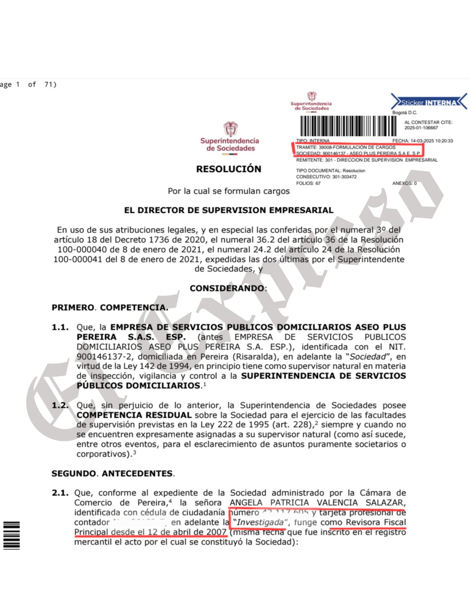 Superintendencia de Servicios Públicos investiga a Aseo Plus, autopréstamos de 1.190 millones, omisión de reportes y formulación de cargos a socios y contadora 5 superintendencia de servicios publicos investiga a aseo plus autoprestamos de 1 190 millones omision de reportes y formulacion de cargos a socios y contadora 1000946194