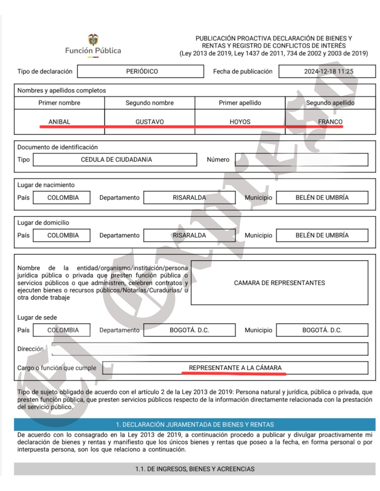 anibal hoyos si estaba habilitado para votar porque no le aceptaron el impedimento entonces por que no voto y si rompio el quorum marca de agua 10