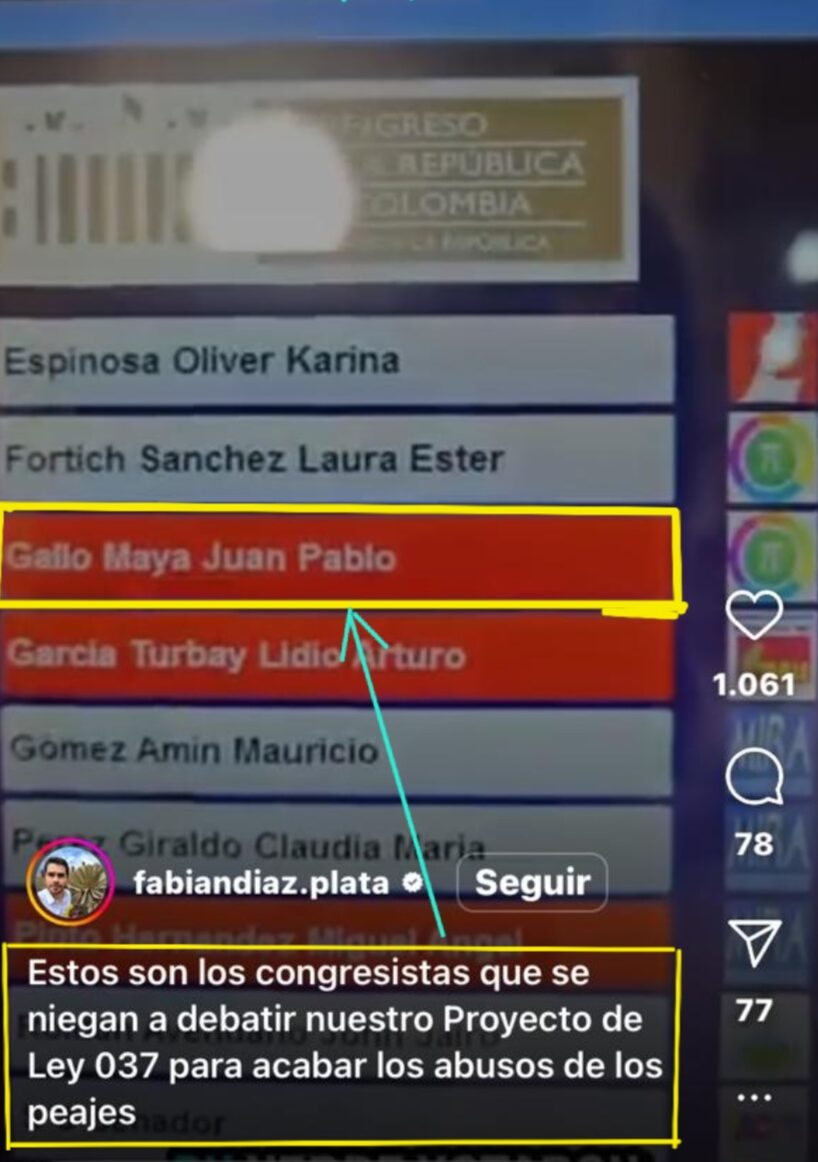 juan pablo gallo no apoyo el debate para acabar los abusos de los peajes 1000029718 e1763587578551