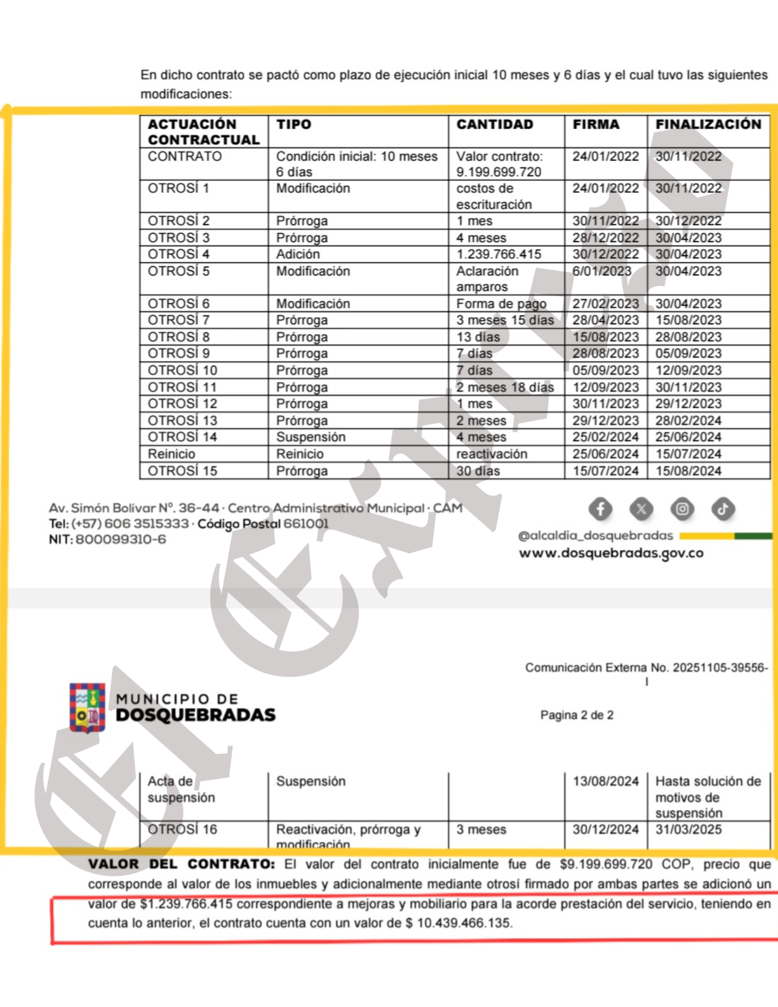 juan paulo ramirez incumplimientos en moretti con la sede de transito en dosquebradas y 10 439 millones perdidos marca de agua