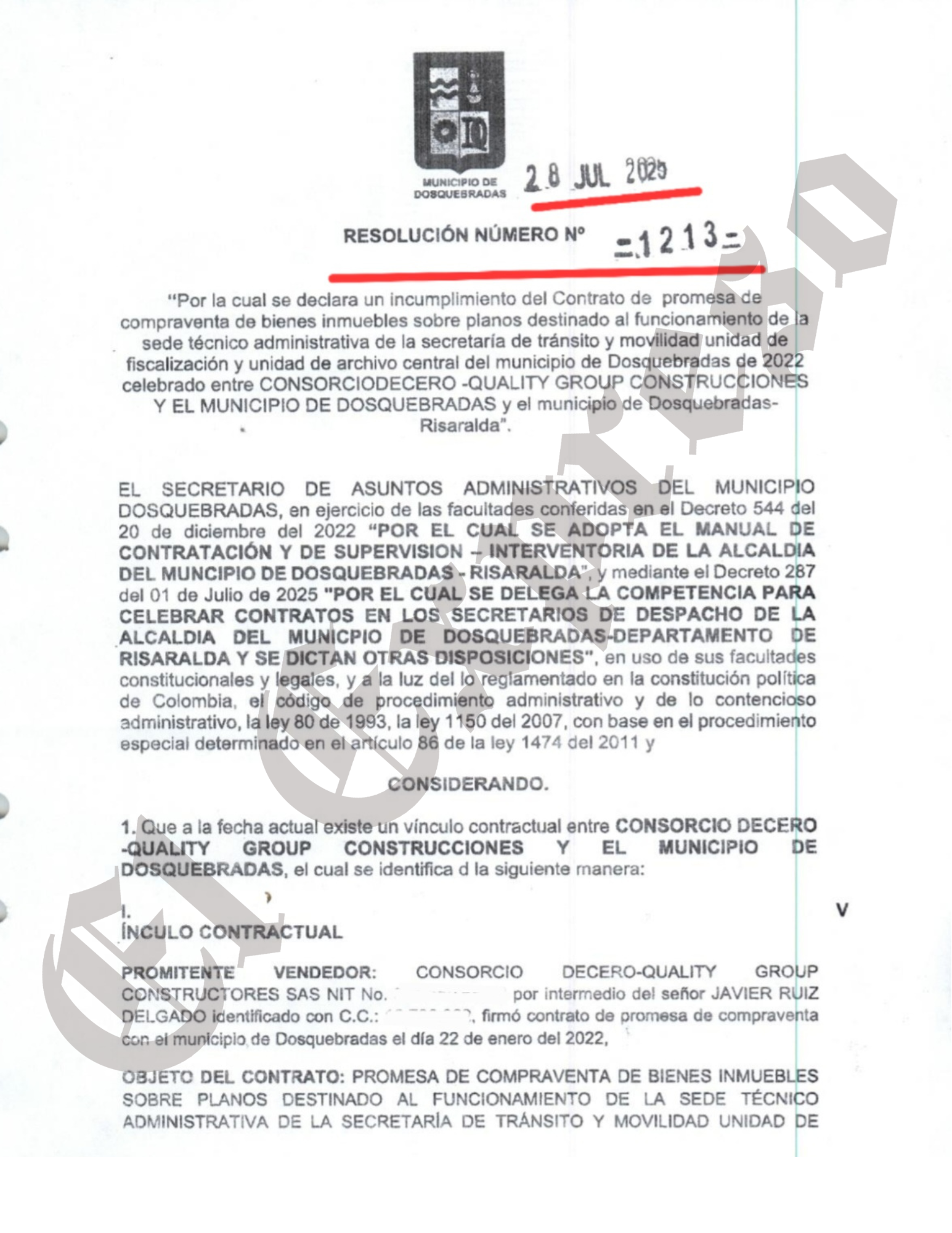 juan paulo ramirez incumplimientos en moretti con la sede de transito en dosquebradas y 10 439 millones perdidos marca de agua 1