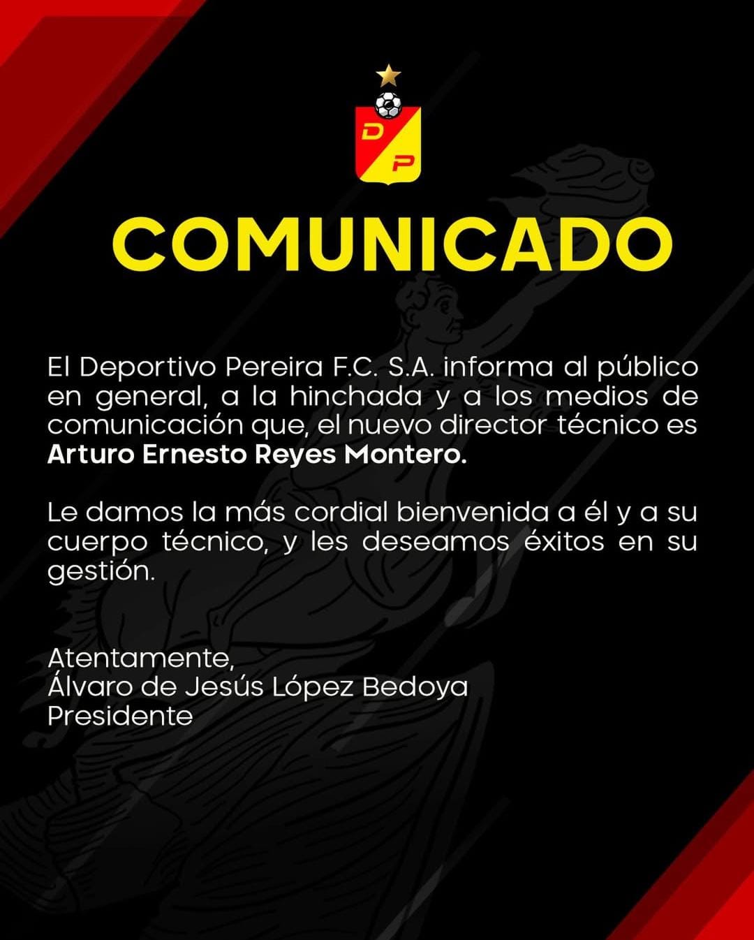 deportivo pereira oficializa a arturo reyes como nuevo director tecnico nuevodtpei