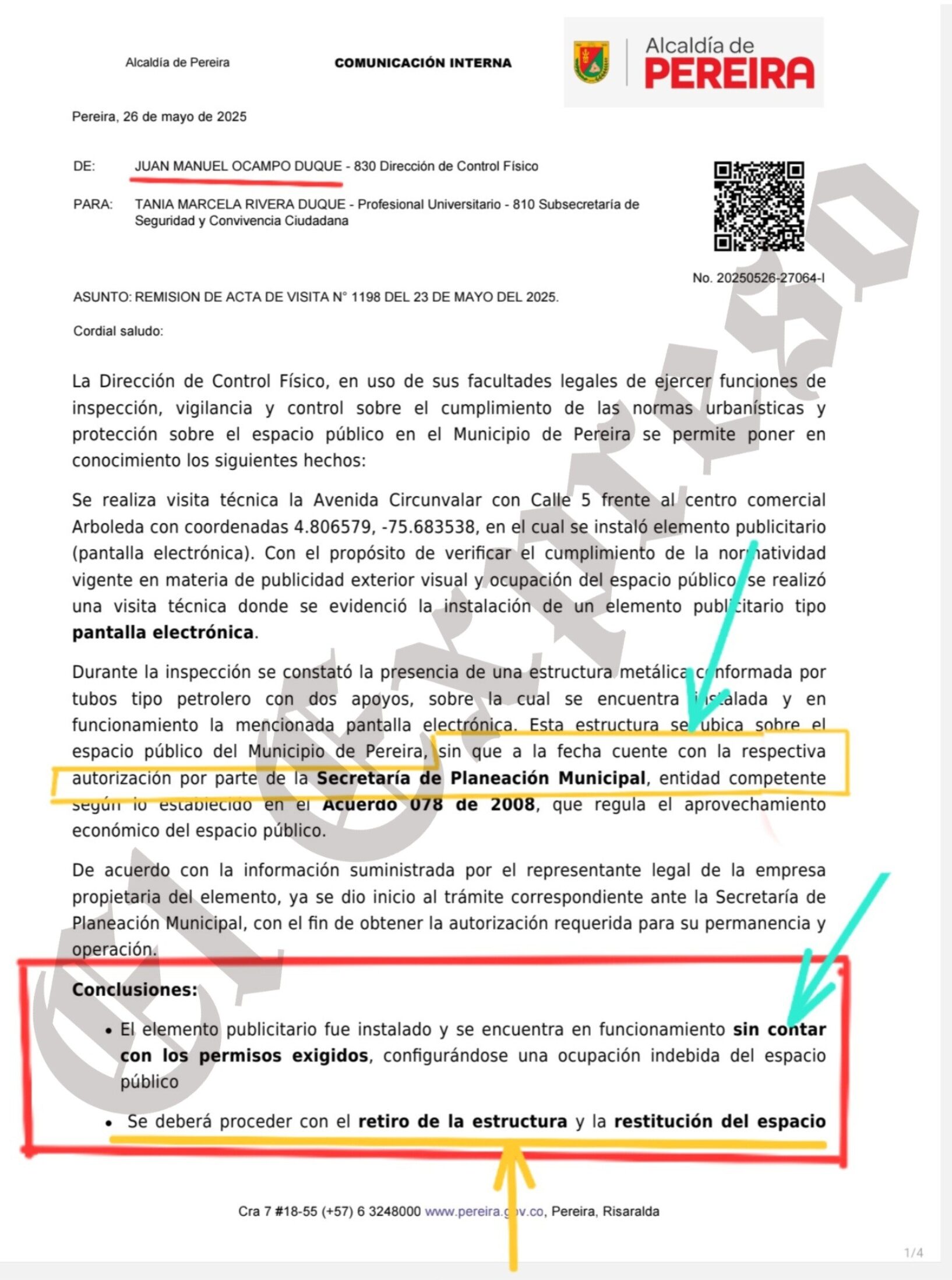 Pare debe desmontar pantalla ilegal que instaló frente al Arboled 4 pare debe desmontar pantalla ilegal que instalo frente al arboled imagen 3 e1766246605911