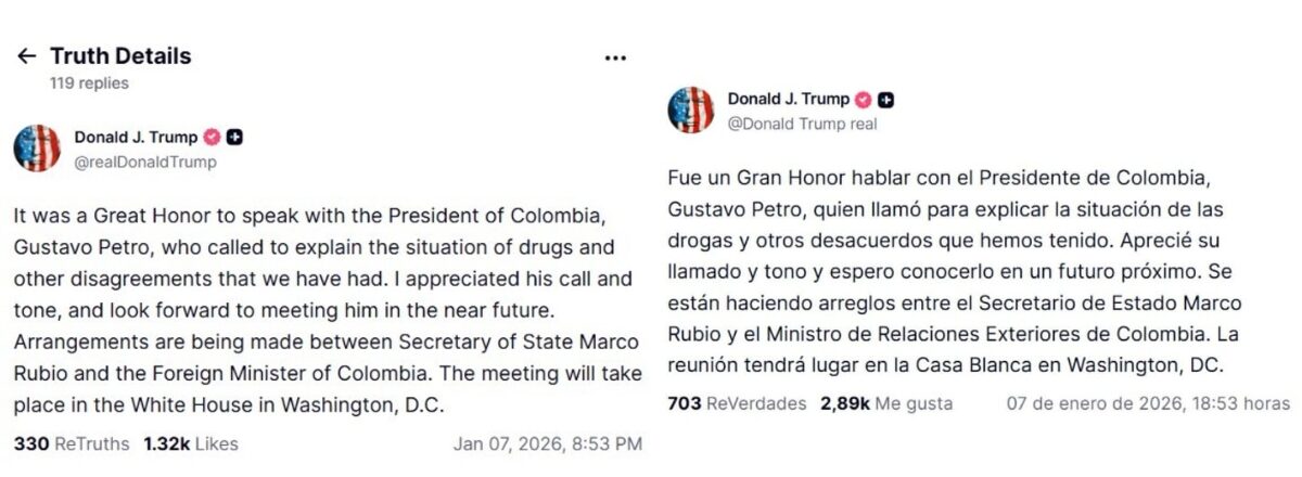 Una llamada que rompe el silencio: Petro y Trump hablan 3 declaraciones trump petro declaraciones trump petro e1767885456763