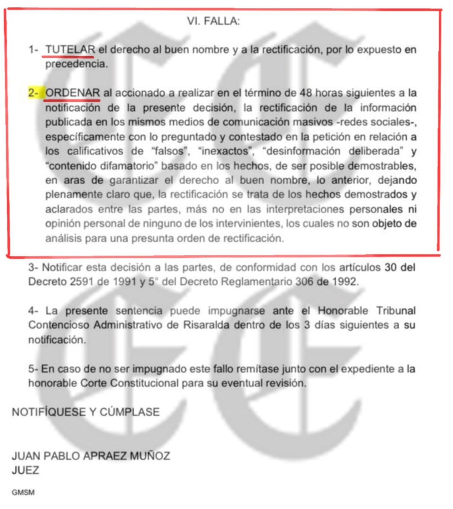 gano la verdad juez ordena rectificar al representante anibal hoyos 1