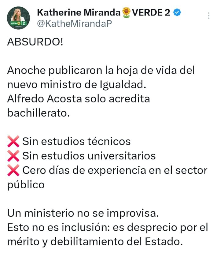 luis alfredo acosta llega al ministerio de igualdad en medio de apoyos y criticas oposicion e1769091787216