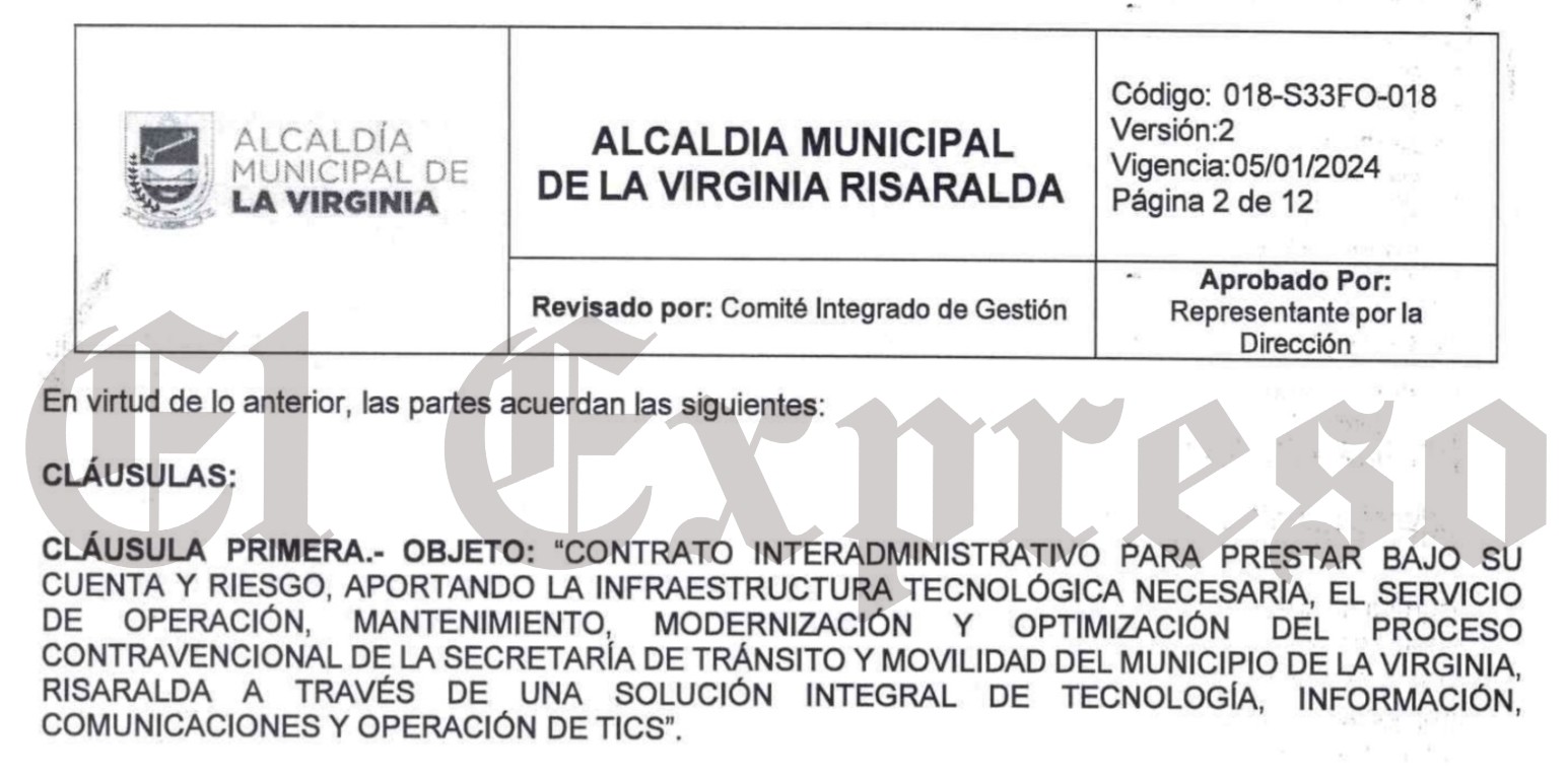 ¡Que derroche! Alcalde de La Virginia entrega el manejo de Tránsito a empresa por 20 años y cede el 70% de recaudos 5 que derroche alcalde de la virginia entrega el manejo de transito a empresa por 20 anos y cede el 70 de recaudos 3