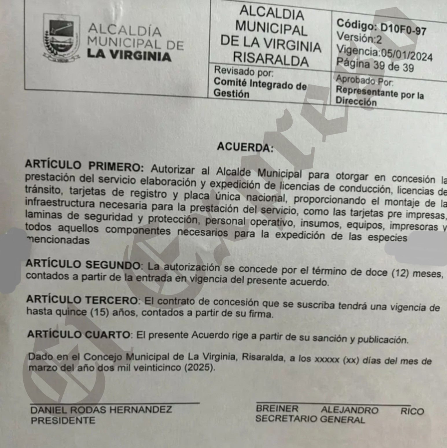 ¡Que derroche! Alcalde de La Virginia entrega el manejo de Tránsito a empresa por 20 años y cede el 70% de recaudos 12 que derroche alcalde de la virginia entrega el manejo de transito a empresa por 20 anos y cede el 70 de recaudos