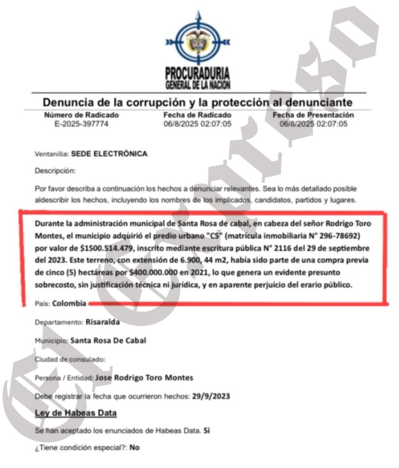 roban 374 millones a la alcaldia de santa rosa de cabal con falsificacion de firmas y los funcionarios mudos 7