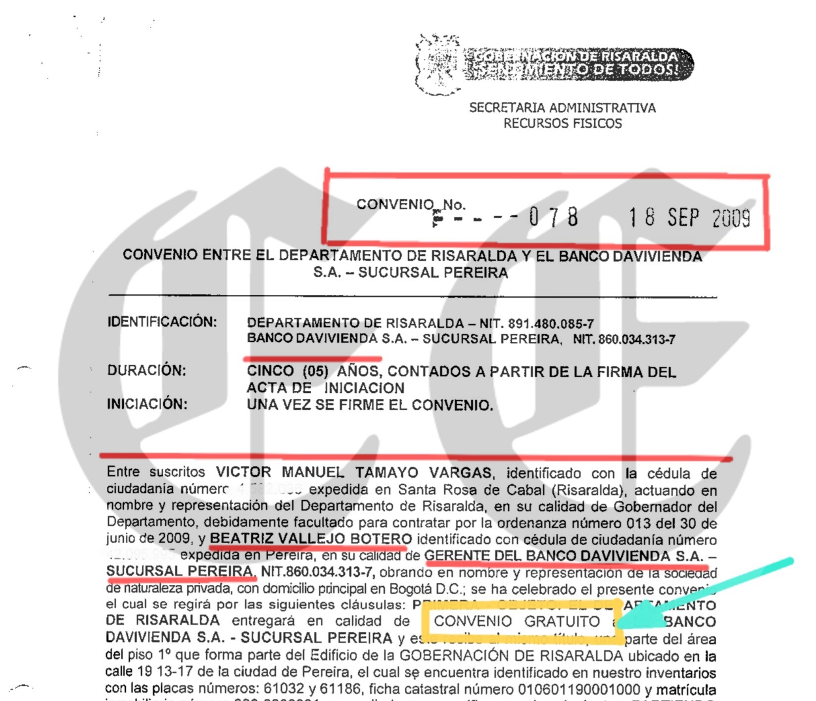 dejad que los bancos vengan a mi victor tamayo entrego gratis a davivienda desde 2009 el espacio para los cajeros en la gobernacion y ahi estan contrato davivienda