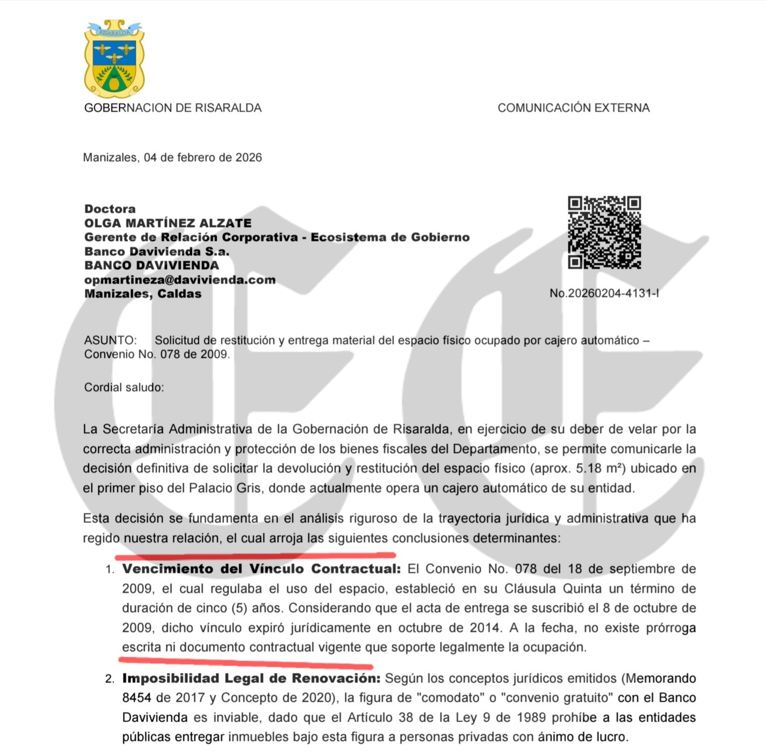 dejad que los bancos vengan a mi victor tamayo entrego gratis a davivienda desde 2009 el espacio para los cajeros en la gobernacion y ahi estan davivienda 1