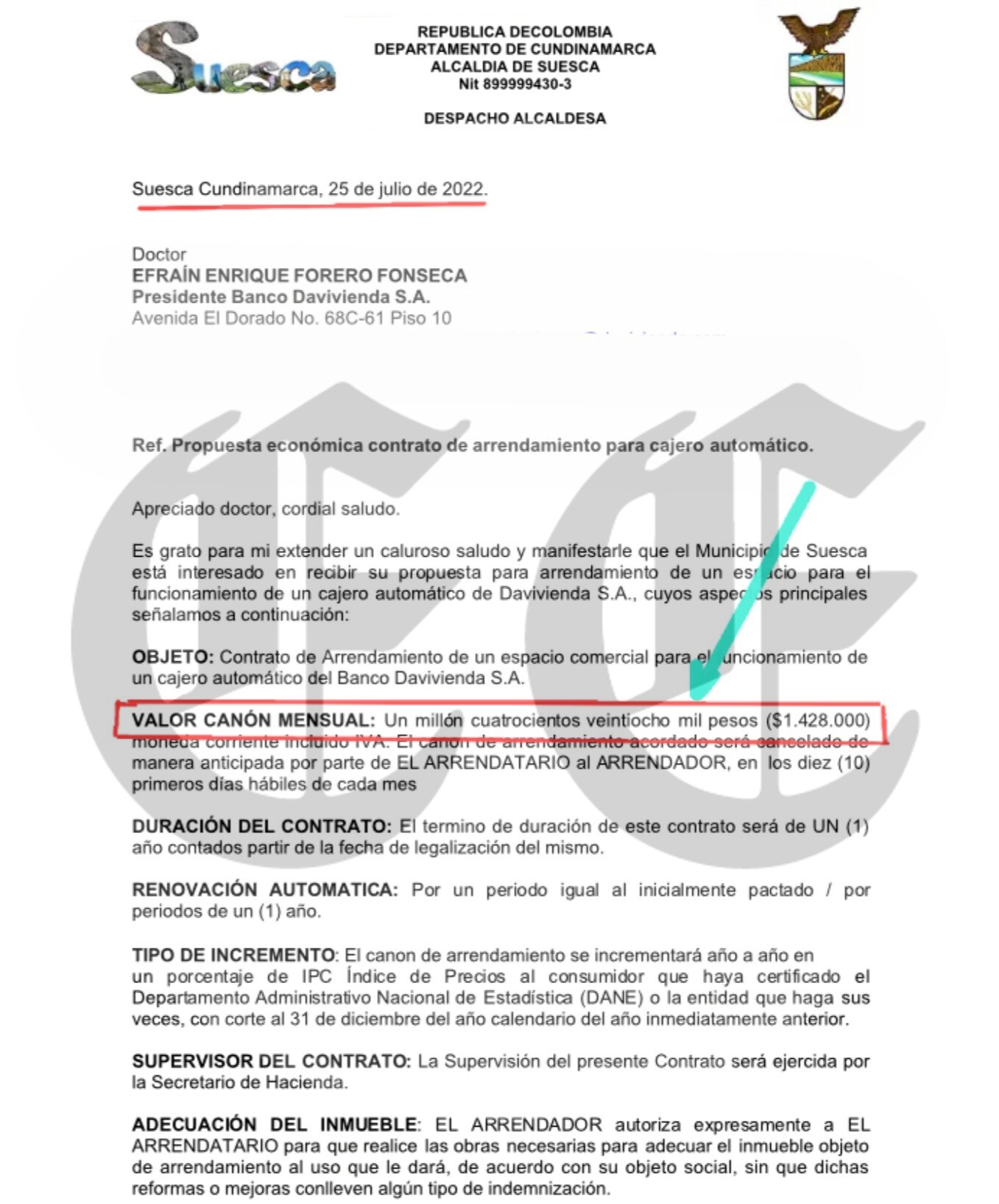 dejad que los bancos vengan a mi victor tamayo entrego gratis a davivienda desde 2009 el espacio para los cajeros en la gobernacion y ahi estan ojo