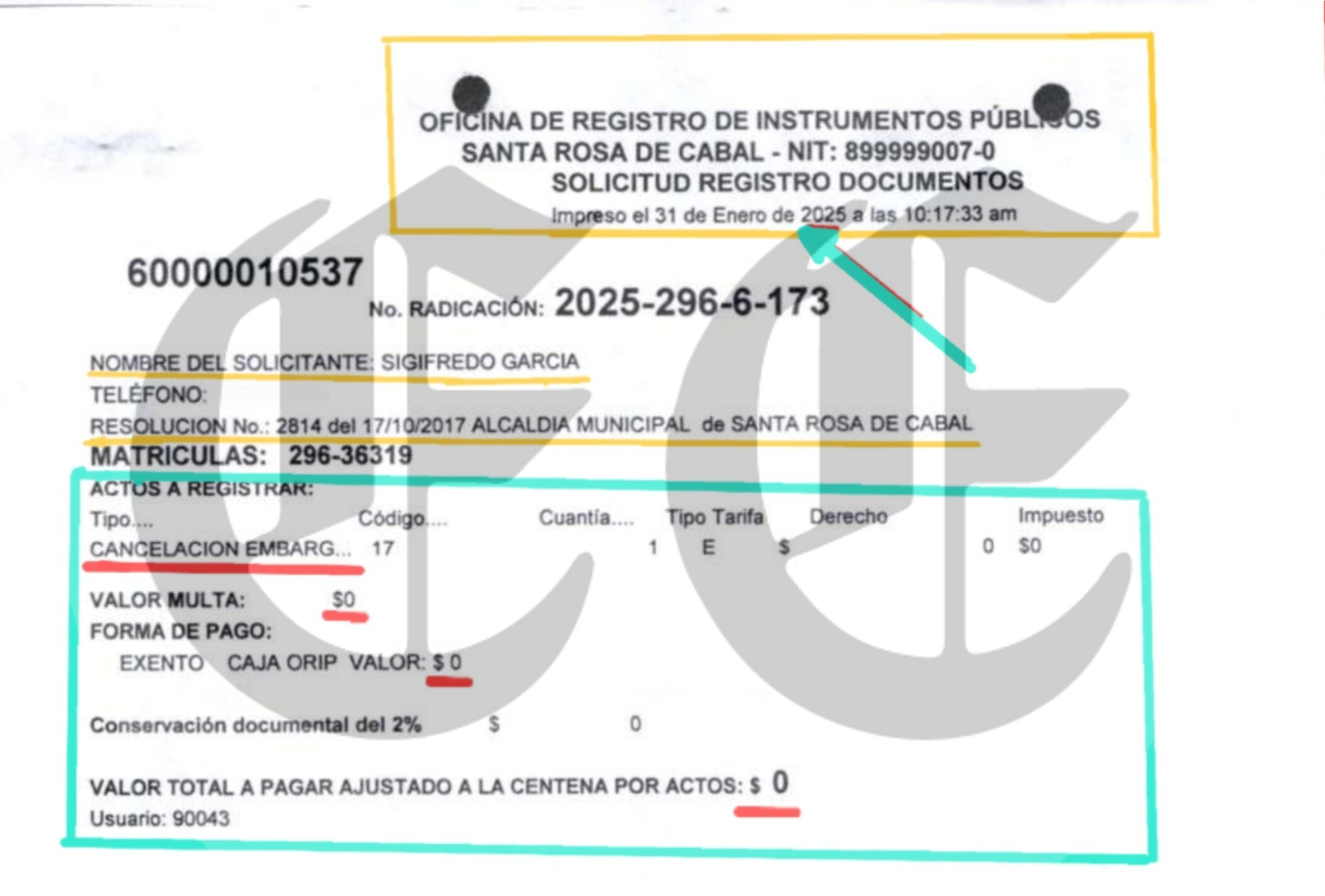 El caso del embargo levantado con firmas falsas en Santa Rosa de Cabal, la cronología que expone, y la incompetencia del proceso de tutela 22 el caso del embargo levantado con firmas falsas en santa rosa de cabal la cronologia que expone y la incompetencia del proceso de tutela f1 1