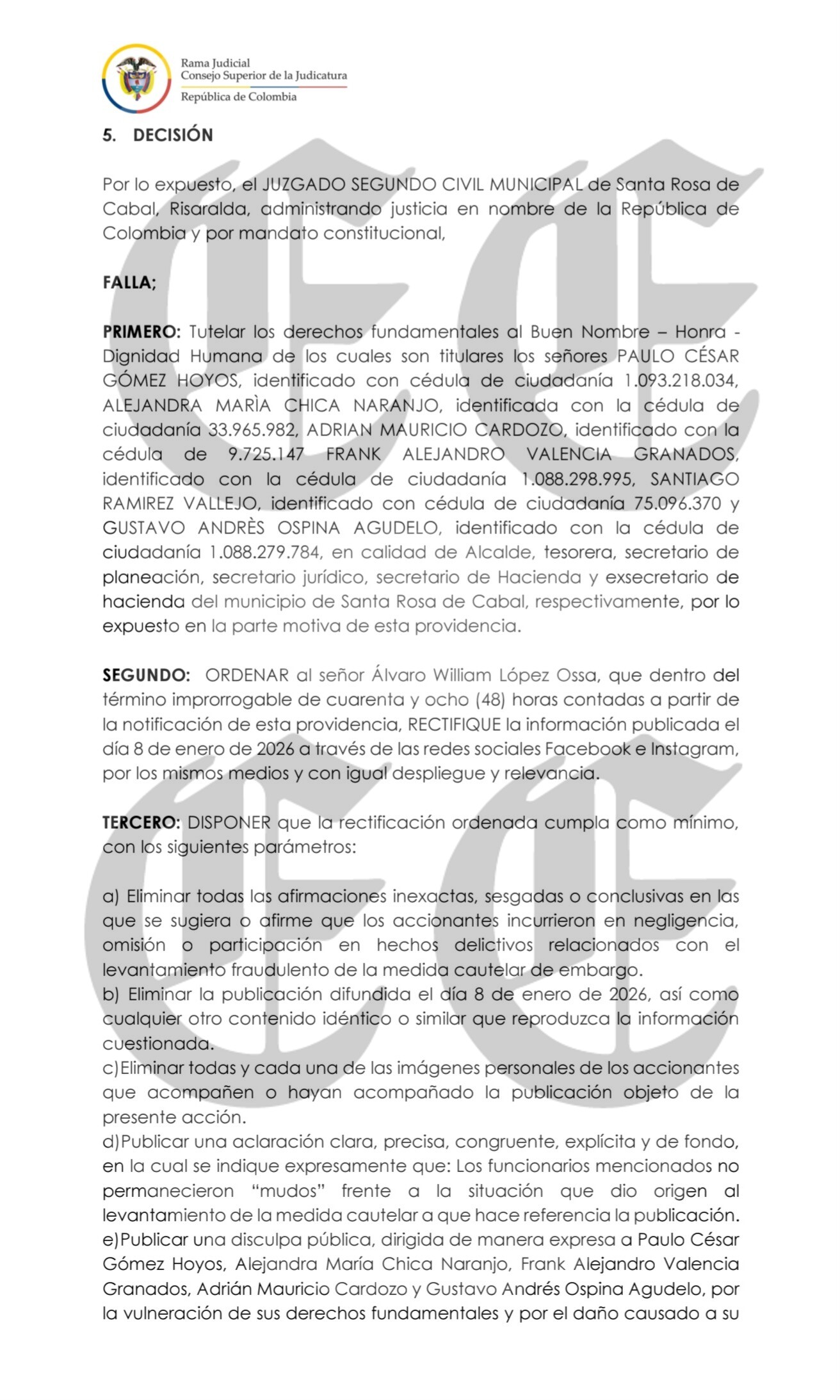 El caso del embargo levantado con firmas falsas en Santa Rosa de Cabal, la cronología que expone, y la incompetencia del proceso de tutela 17 el caso del embargo levantado con firmas falsas en santa rosa de cabal la cronologia que expone y la incompetencia del proceso de tutela f10