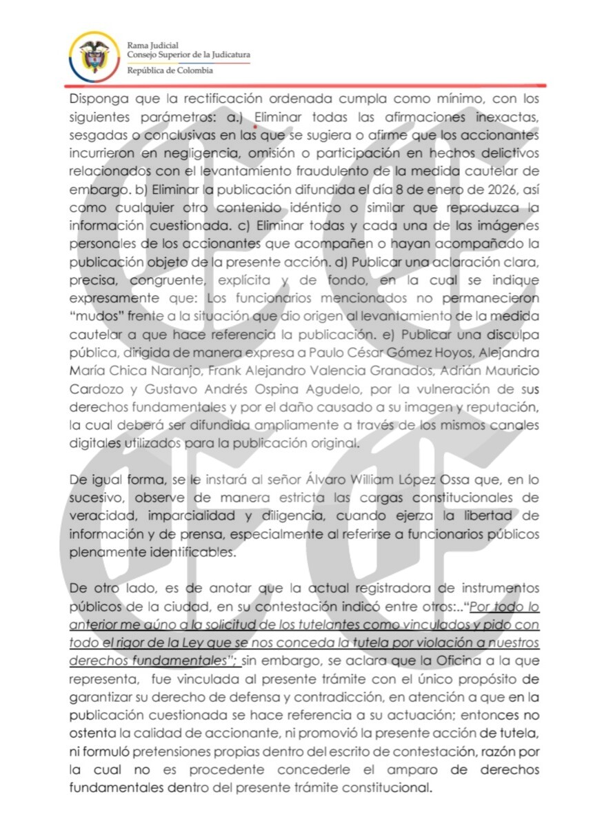 El caso del embargo levantado con firmas falsas en Santa Rosa de Cabal, la cronología que expone, y la incompetencia del proceso de tutela 18 el caso del embargo levantado con firmas falsas en santa rosa de cabal la cronologia que expone y la incompetencia del proceso de tutela f11