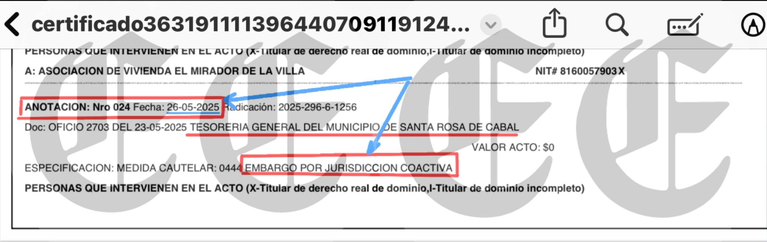 El caso del embargo levantado con firmas falsas en Santa Rosa de Cabal, la cronología que expone, y la incompetencia del proceso de tutela 13 el caso del embargo levantado con firmas falsas en santa rosa de cabal la cronologia que expone y la incompetencia del proceso de tutela f6