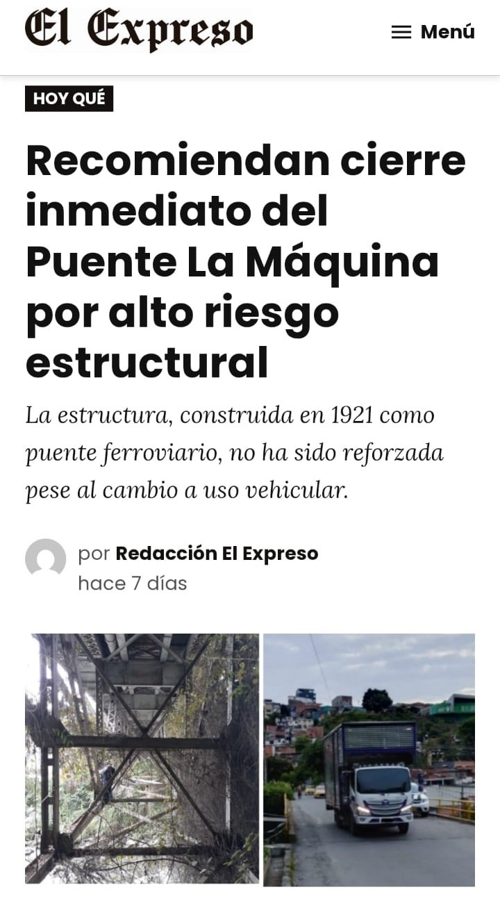 Lo denunciamos y nos escucharon: Cierre inmediato del Puente La Máquina que comunica a Pereira con Dosquebradas 2 lo denunciamos y nos escucharon cierre inmediato del puente la maquina que comunica a pereira con dosquebradas puente la maquina