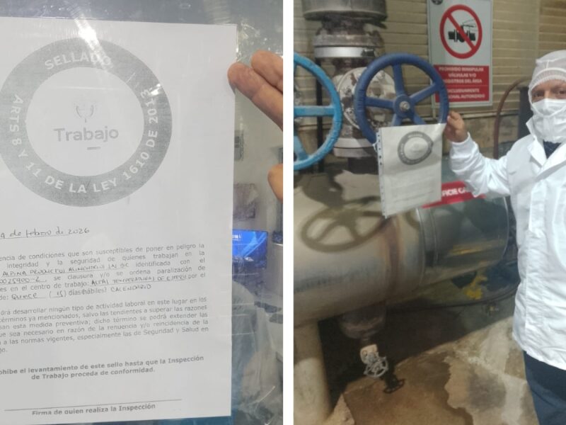 MinTrabajo ordena cierre provisional de cuatro áreas en planta de Alpina en Sopó