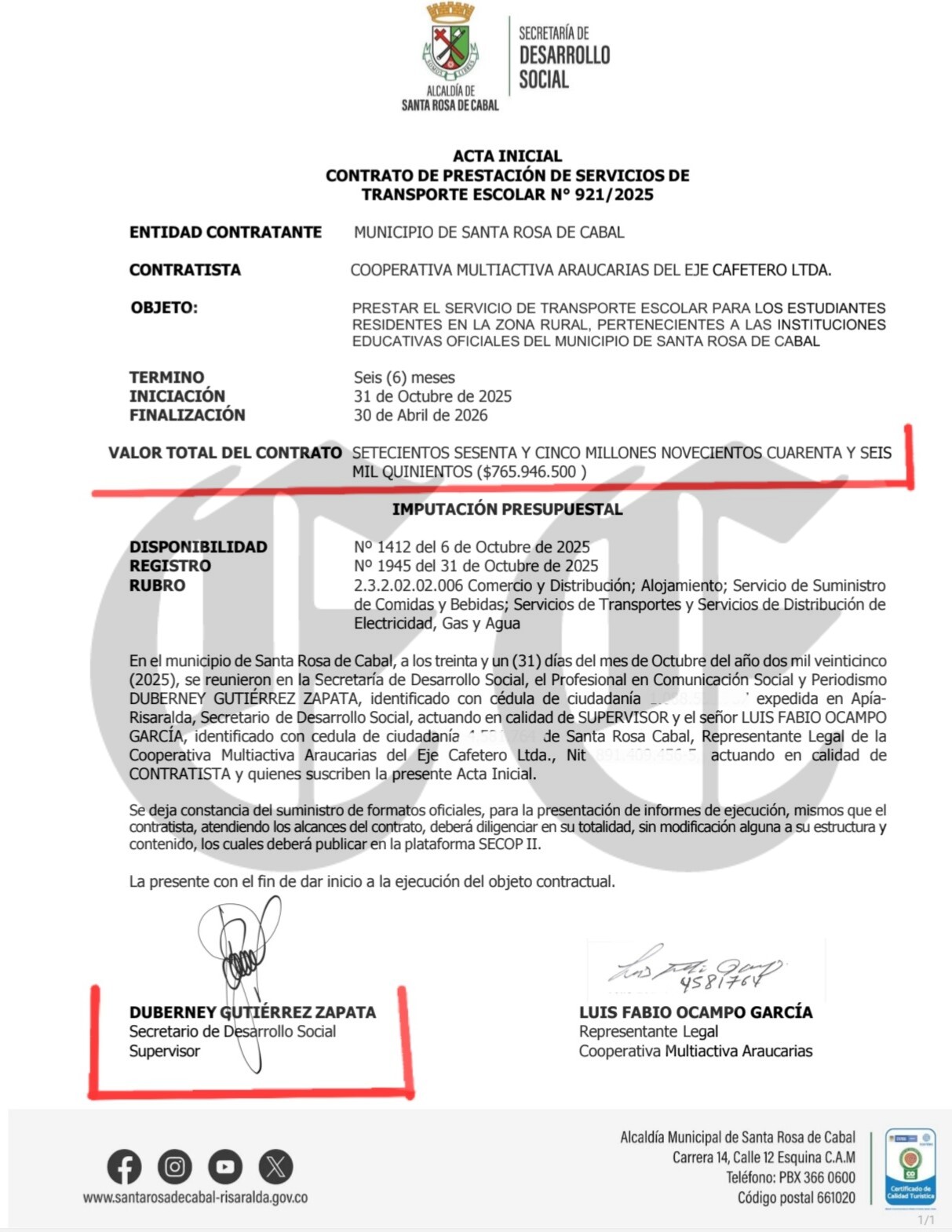 procuraduria abrio indagacion previa a funcionarios de la alcaldia de santa rosa de cabal por presuntas irregularidades en contratos de transporte escolar imagen t2
