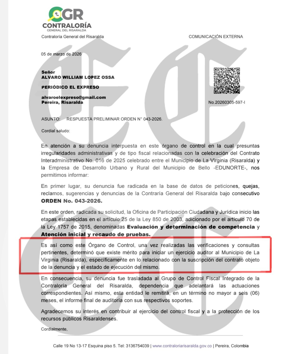 Alcalde de la Virginia en la mira de la Fiscalía por contrato millonario 21 alcalde de la virginia en la mira de la fiscalia por contrato millonario 14